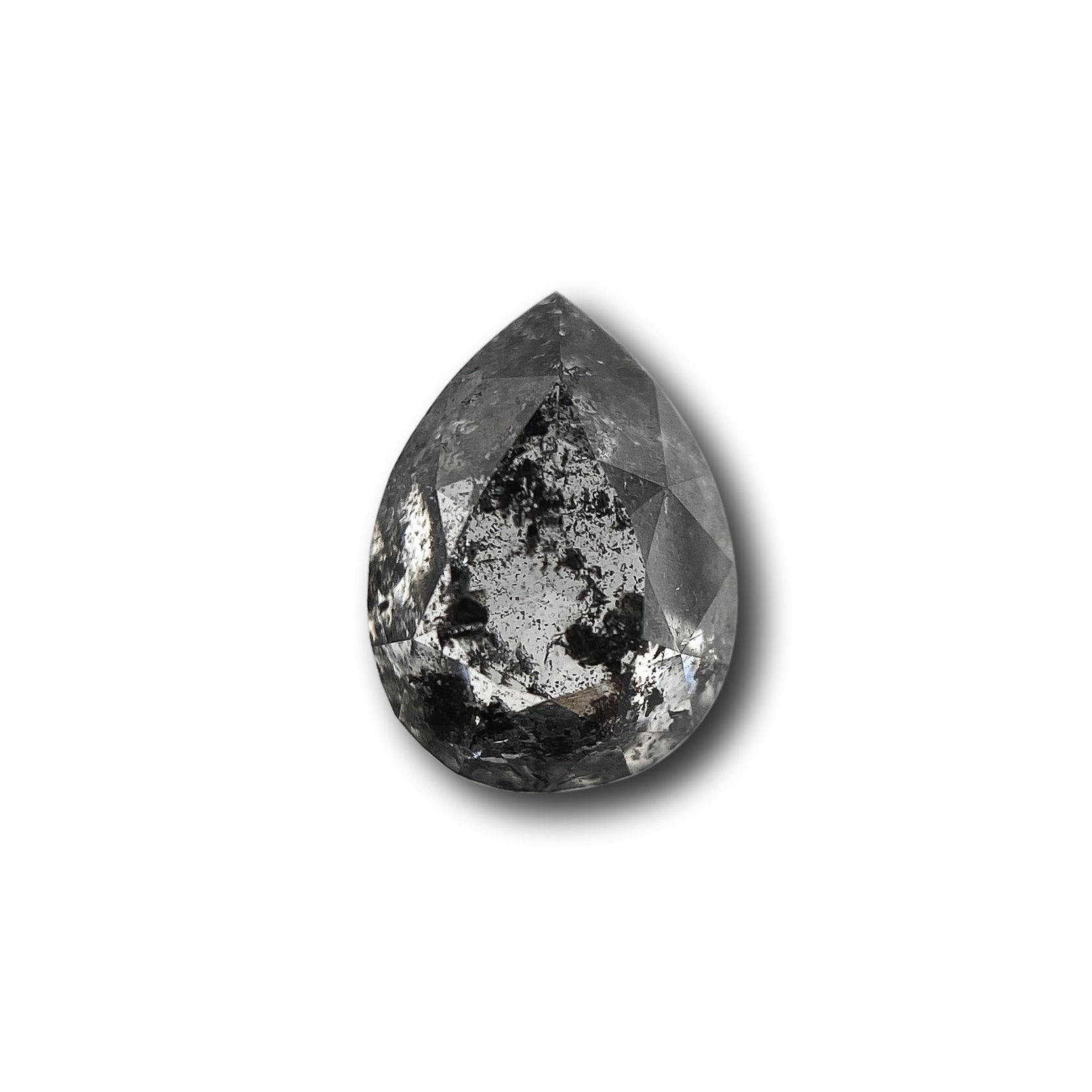1.04ct | Salt & Pepper Pear Shape Rose Cut Diamond - Modern Rustic Diamond
