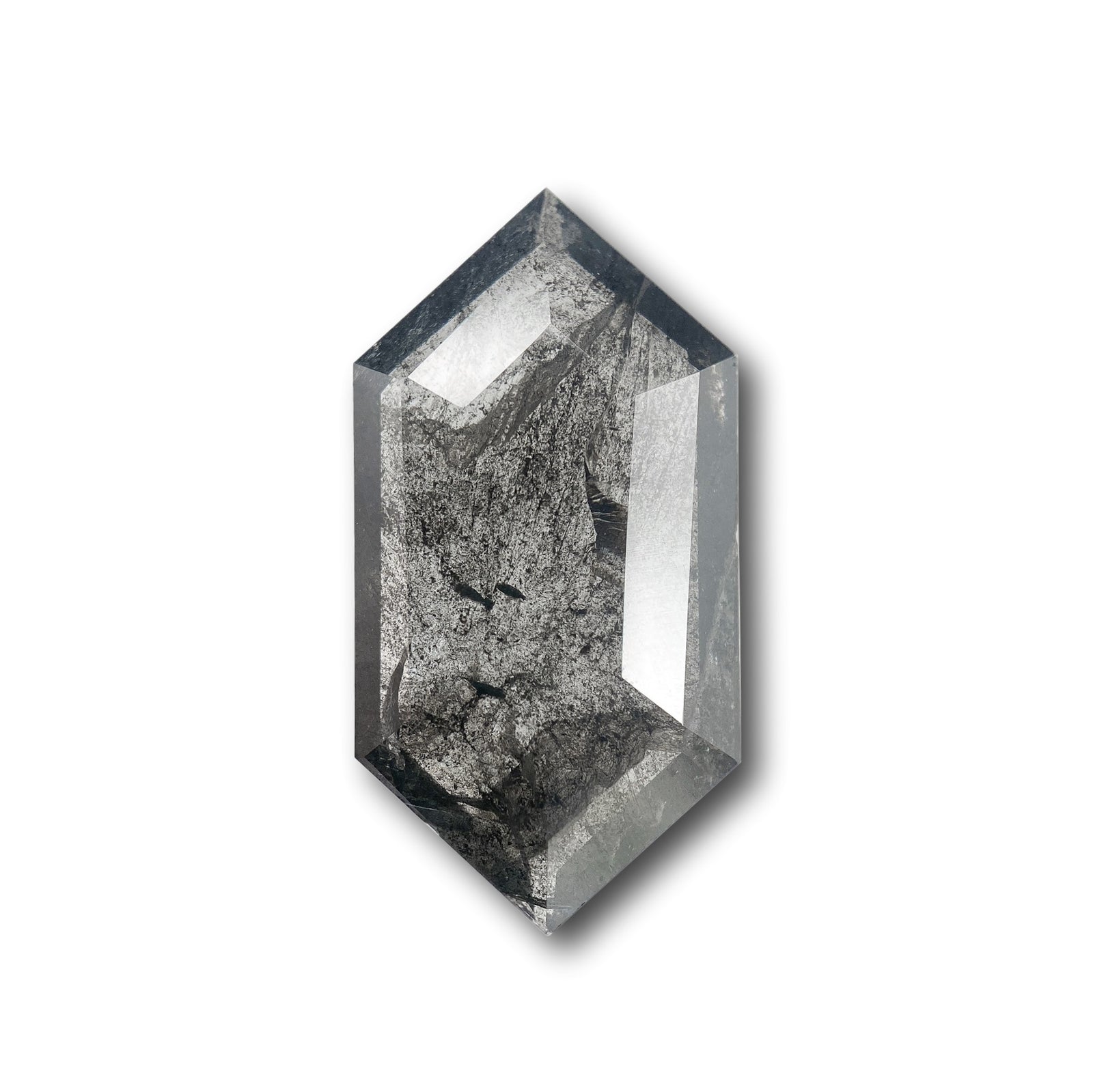 4.06ct | Salt & Pepper Hexagon Shape Rose Cut Diamond - Modern Rustic Diamond
