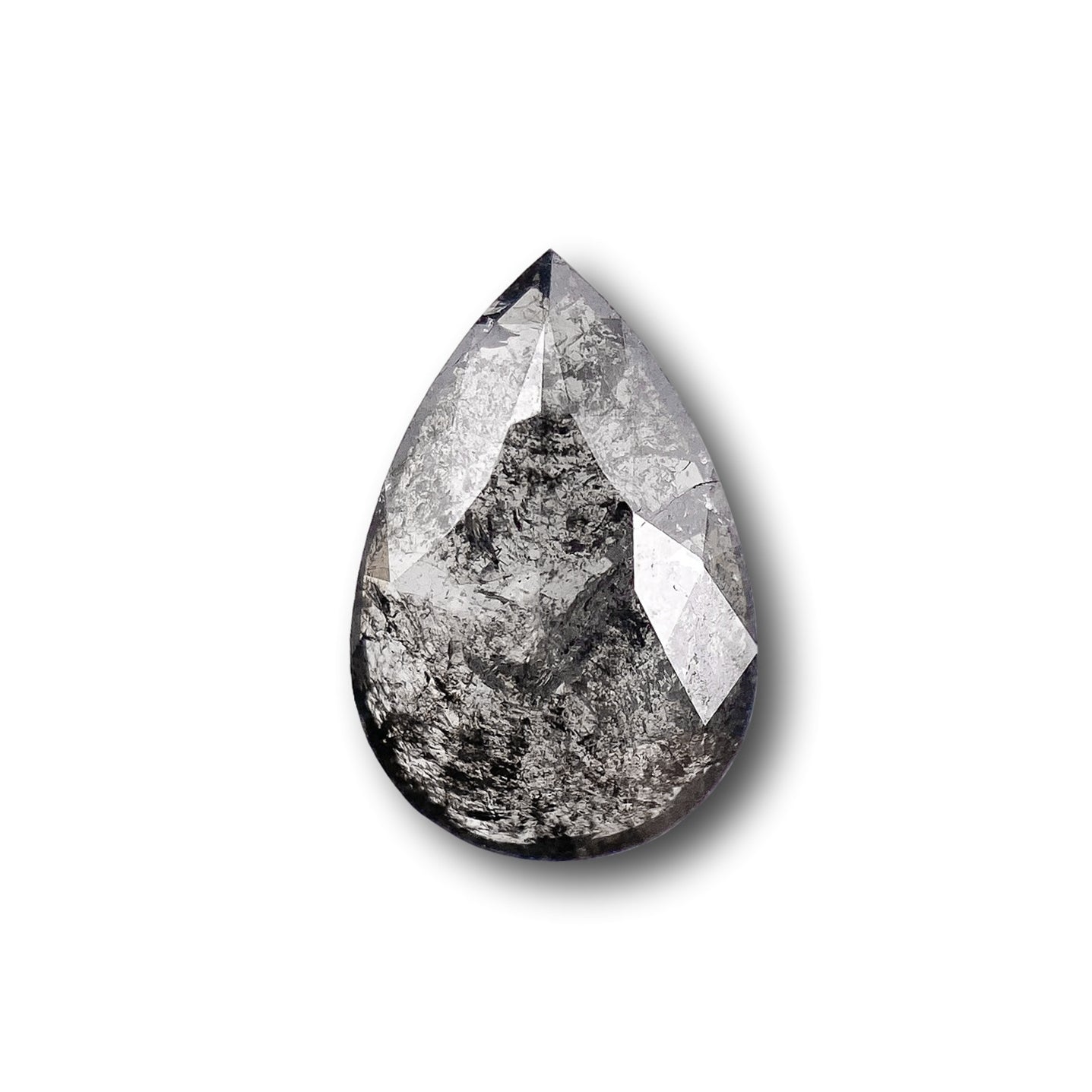 1.15ct | Salt & Pepper Pear Shape Rose Cut Diamond - Modern Rustic Diamond