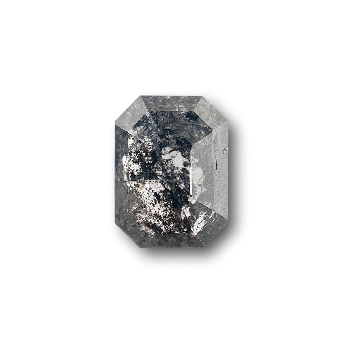 0.73ct | Salt &amp; Pepper Emerald Shape Rose Cut Diamond - Modern Rustic Diamond