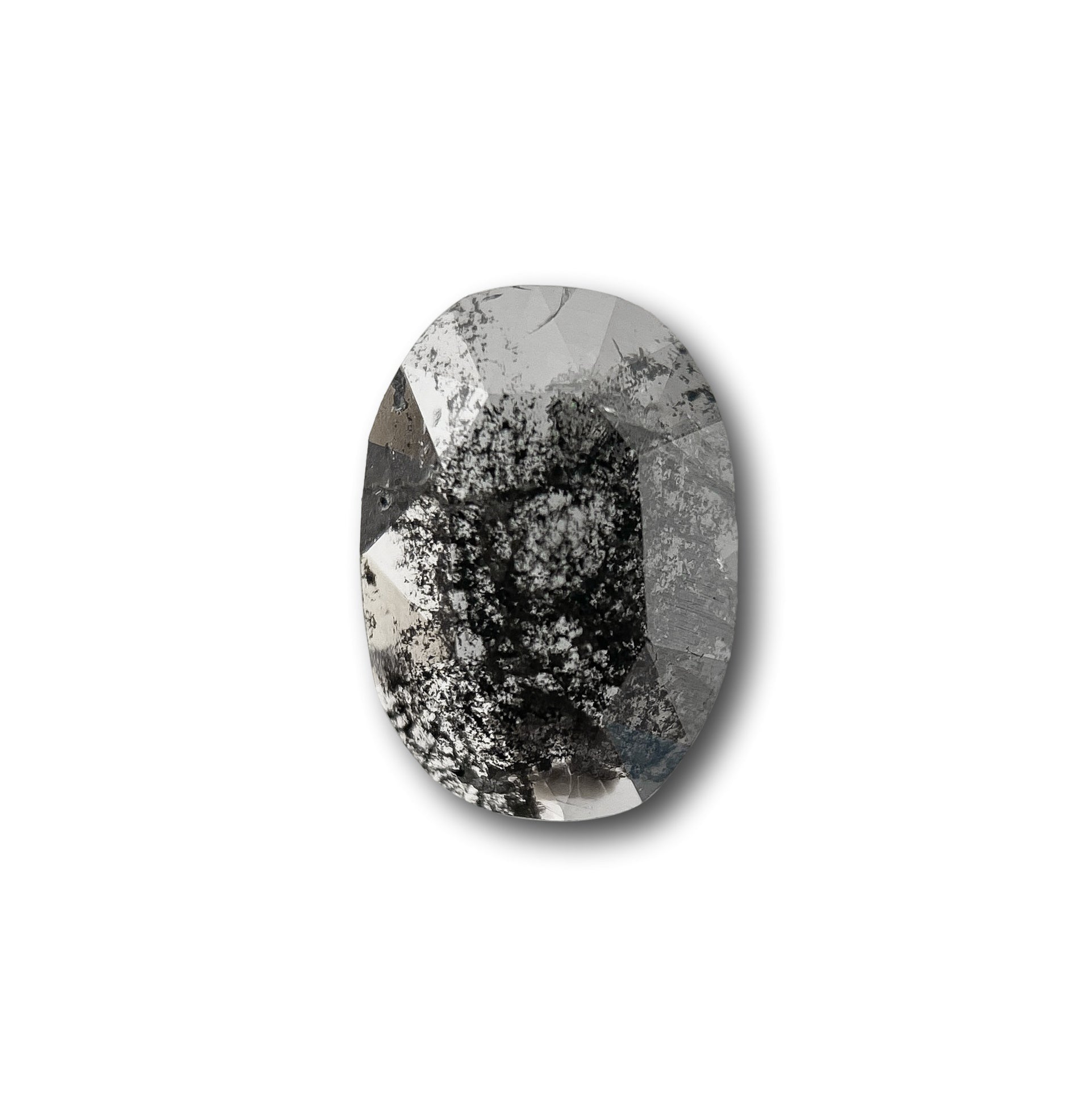 0.59ct | Salt & Pepper Oval Shape Rose Cut Diamond - Modern Rustic Diamond