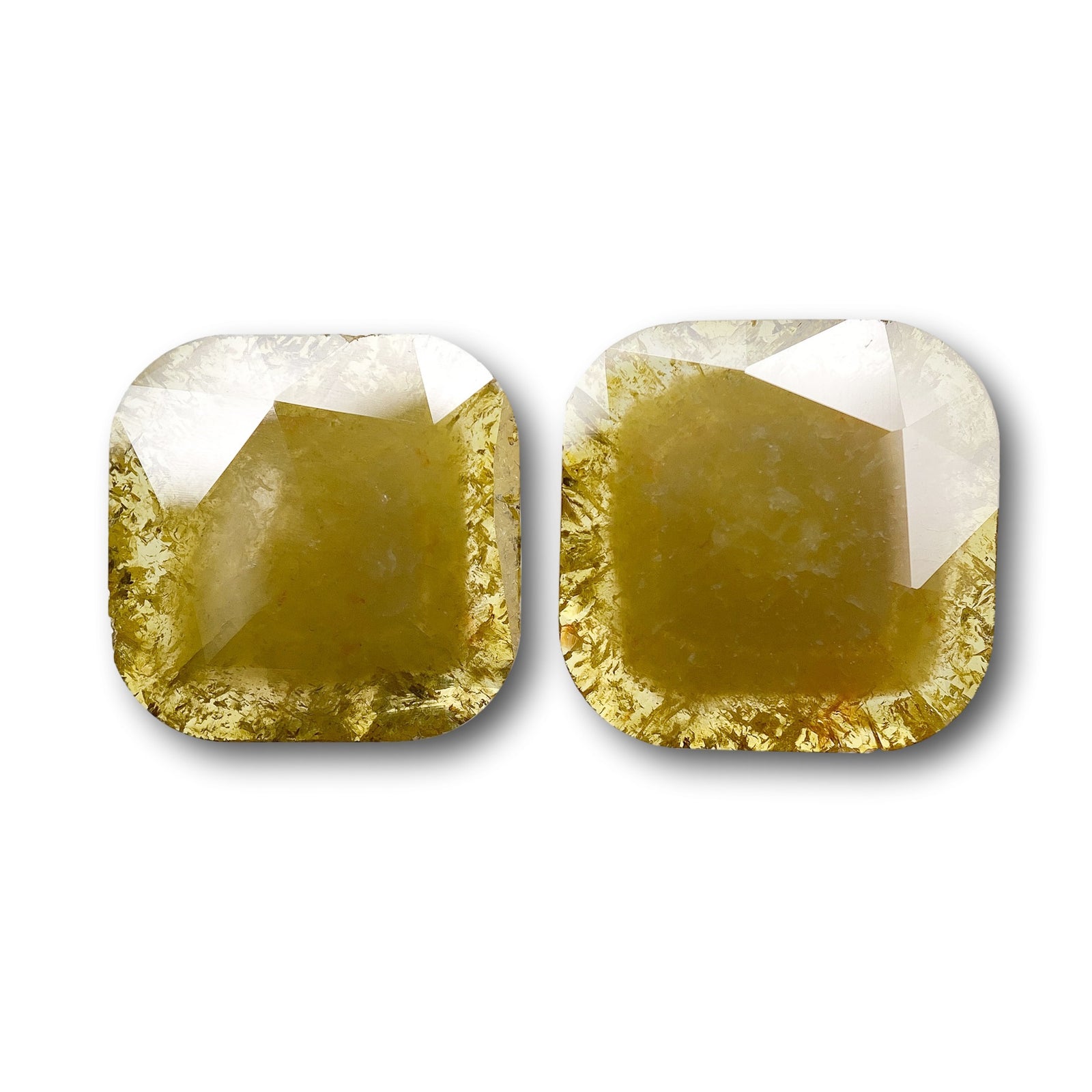 4.32cttw | Rustic  Cushion Shape Rose Cut Diamond Matched Pair - Modern Rustic Diamond