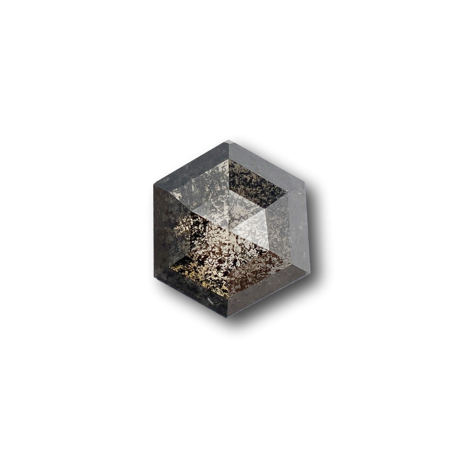 0.99ct | Salt & Pepper Hexagon Shape Rose Cut Diamond - Modern Rustic Diamond