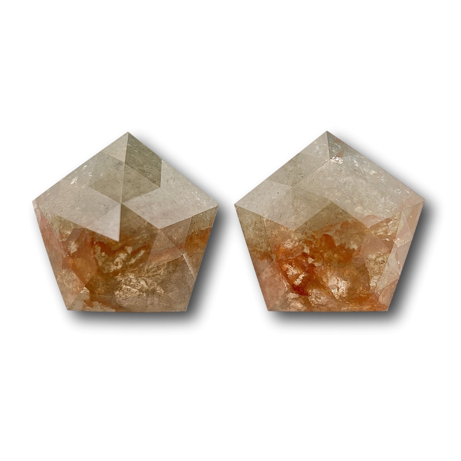 2.01cttw | Rustic  Shield Shape Rose Cut Diamond Matched Pair - Modern Rustic Diamond