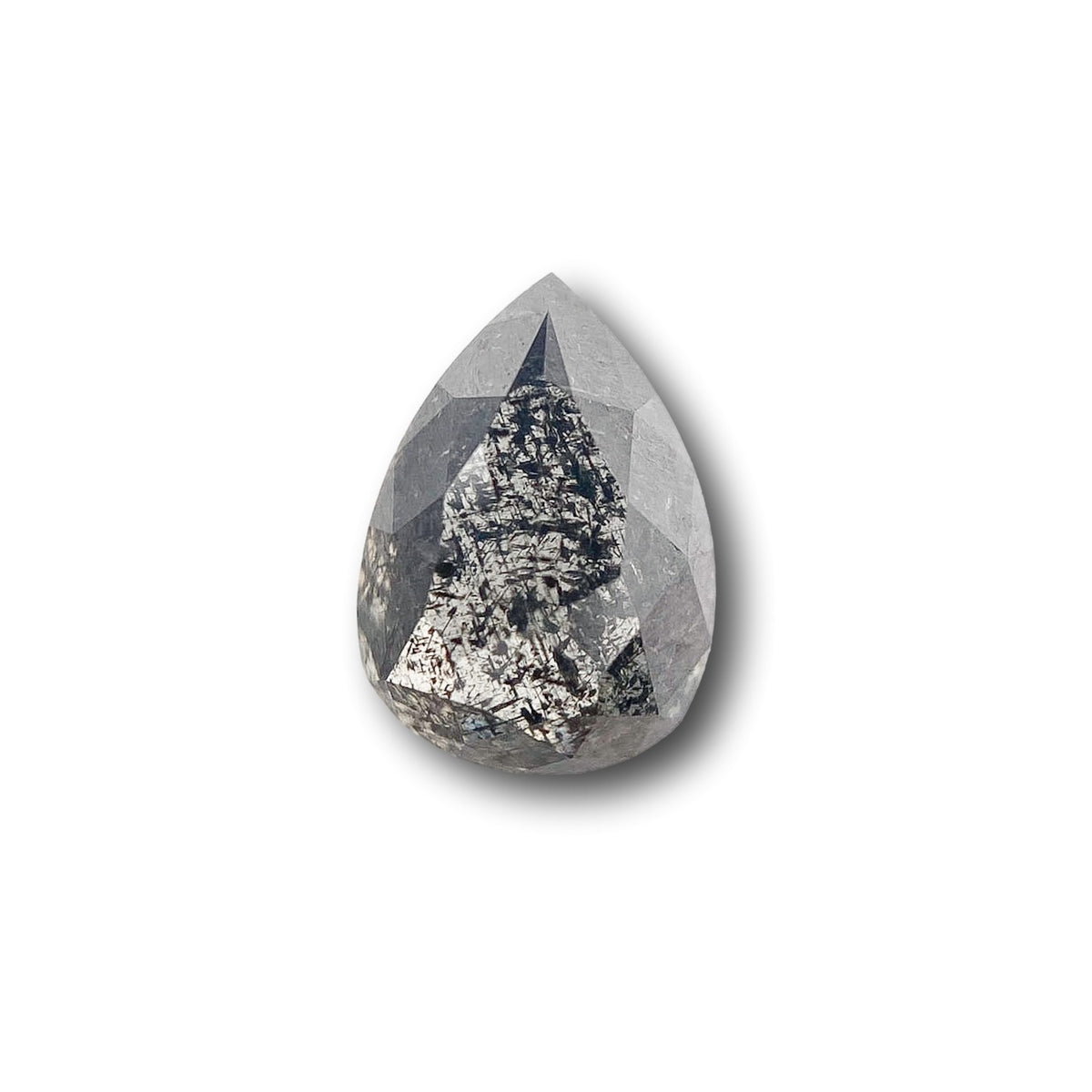 0.98ct | Salt &amp; Pepper Pear Shape Rose Cut Diamond - Modern Rustic Diamond