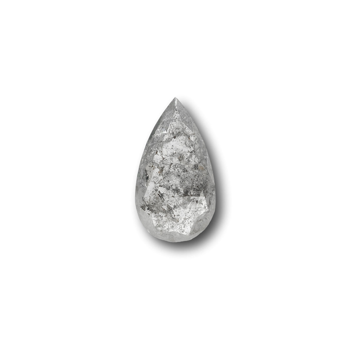1.18ct | Salt &amp; Pepper Pear Shape Rose Cut Diamond - Modern Rustic Diamond