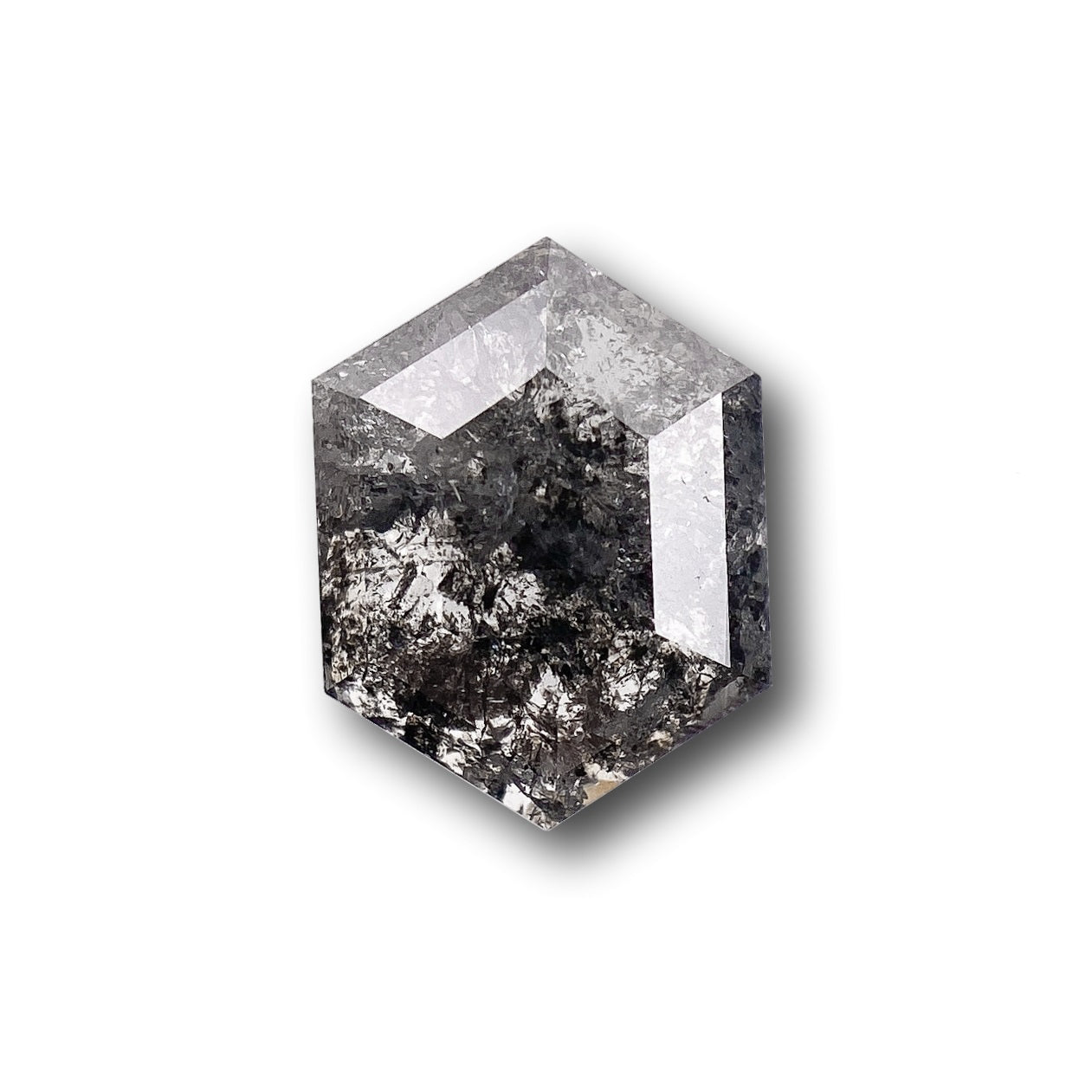 1.17ct | Salt & Pepper Hexagon Shape Rose Cut Diamond - Modern Rustic Diamond