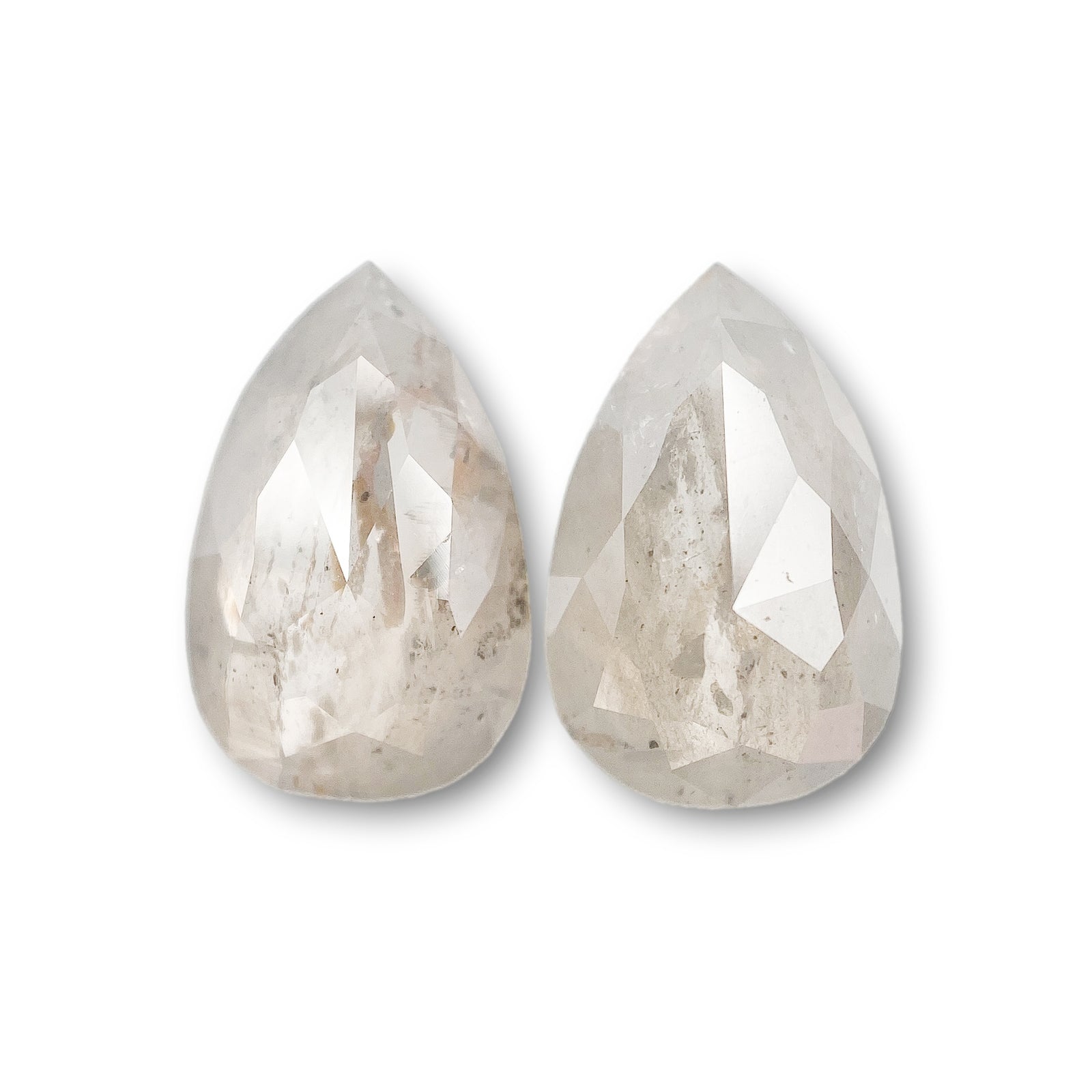 3.75cttw | Rustic Pear Shape Rose Cut Diamond Matched Pair - Modern Rustic Diamond