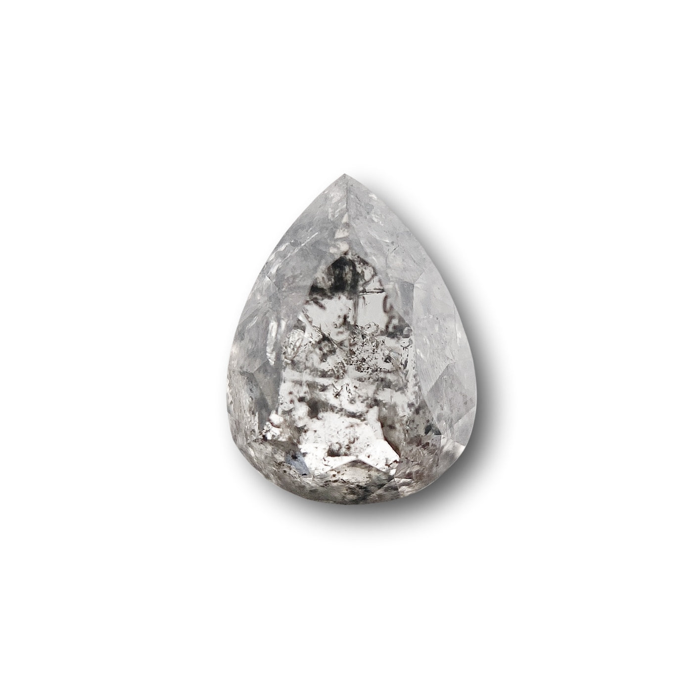 1.14ct | Salt & Pepper Pear Shape Rose Cut Diamond - Modern Rustic Diamond
