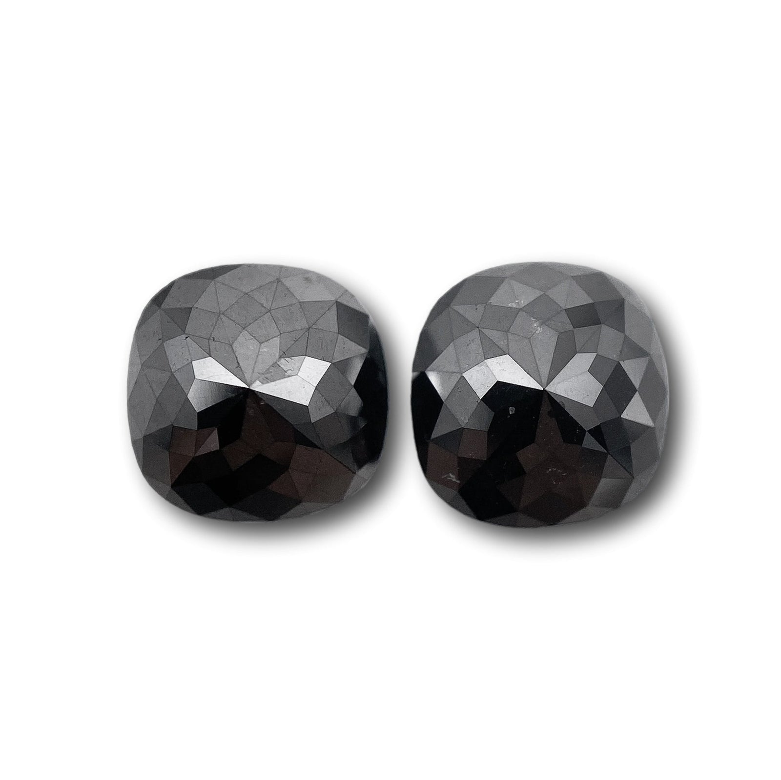 1.81cttw | Black Cushion Shape Rose Cut Diamond Matched Pair-Modern Rustic Diamond
