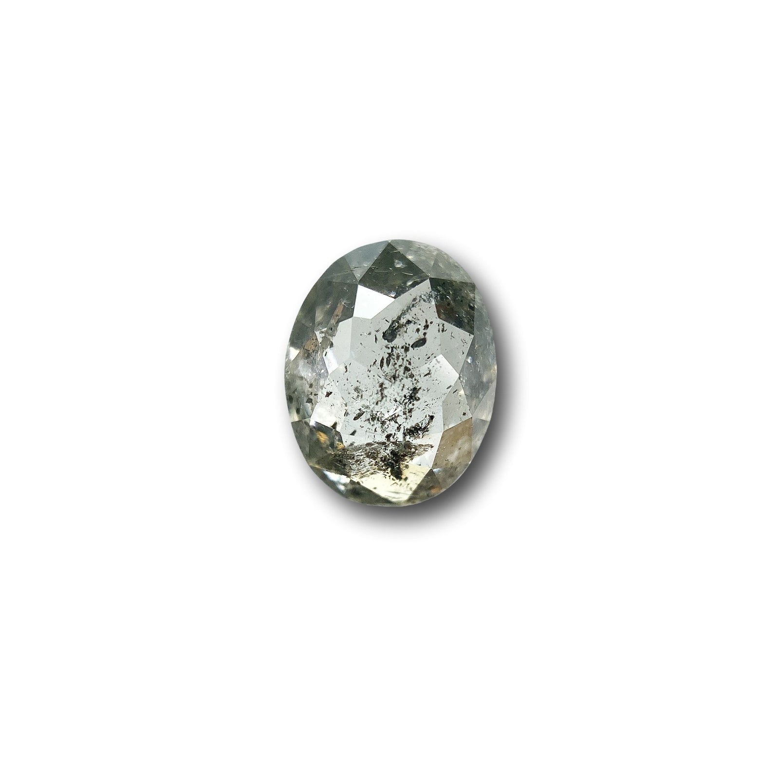 0.86ct | Salt & Pepper Oval Shape Rose Cut Diamond - Modern Rustic Diamond