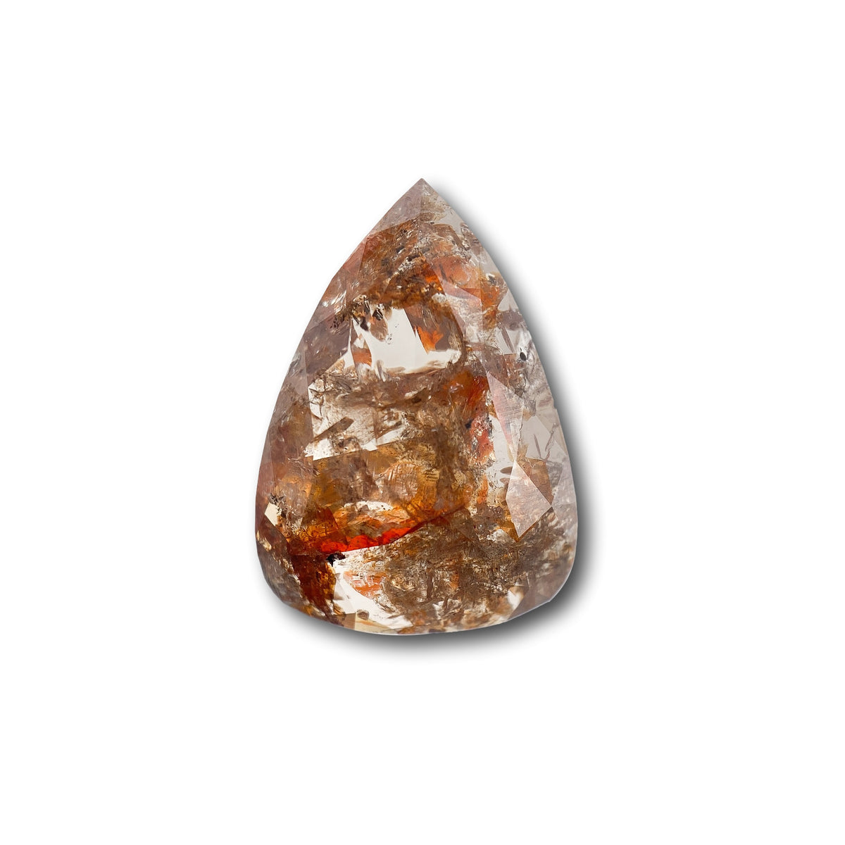 4.37ct | Salt &amp; Pepper Pear Shape Rose Cut Diamond - Modern Rustic Diamond