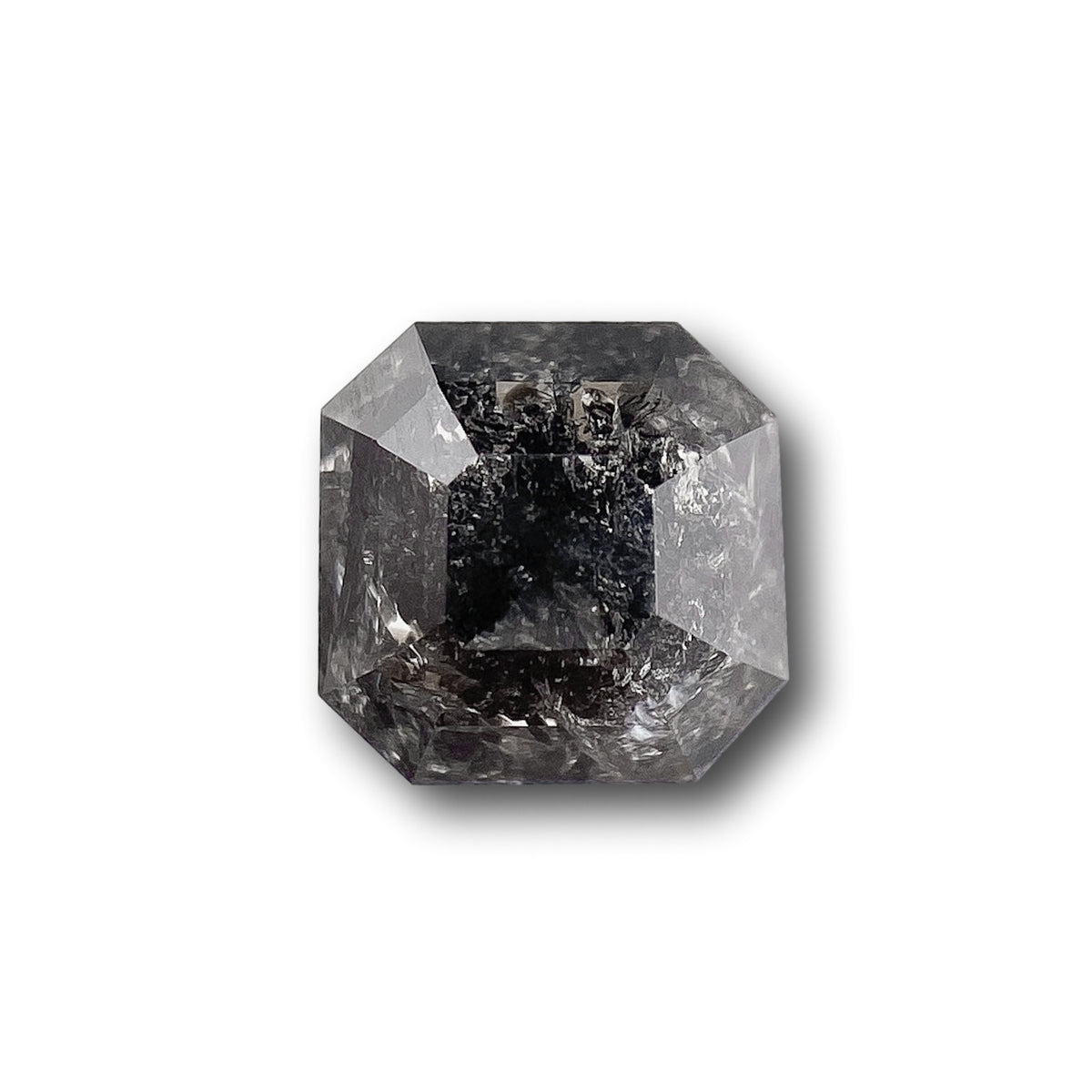 0.99ct | Salt &amp; Pepper Emerald Shape Brilliant Cut Diamond - Modern Rustic Diamond