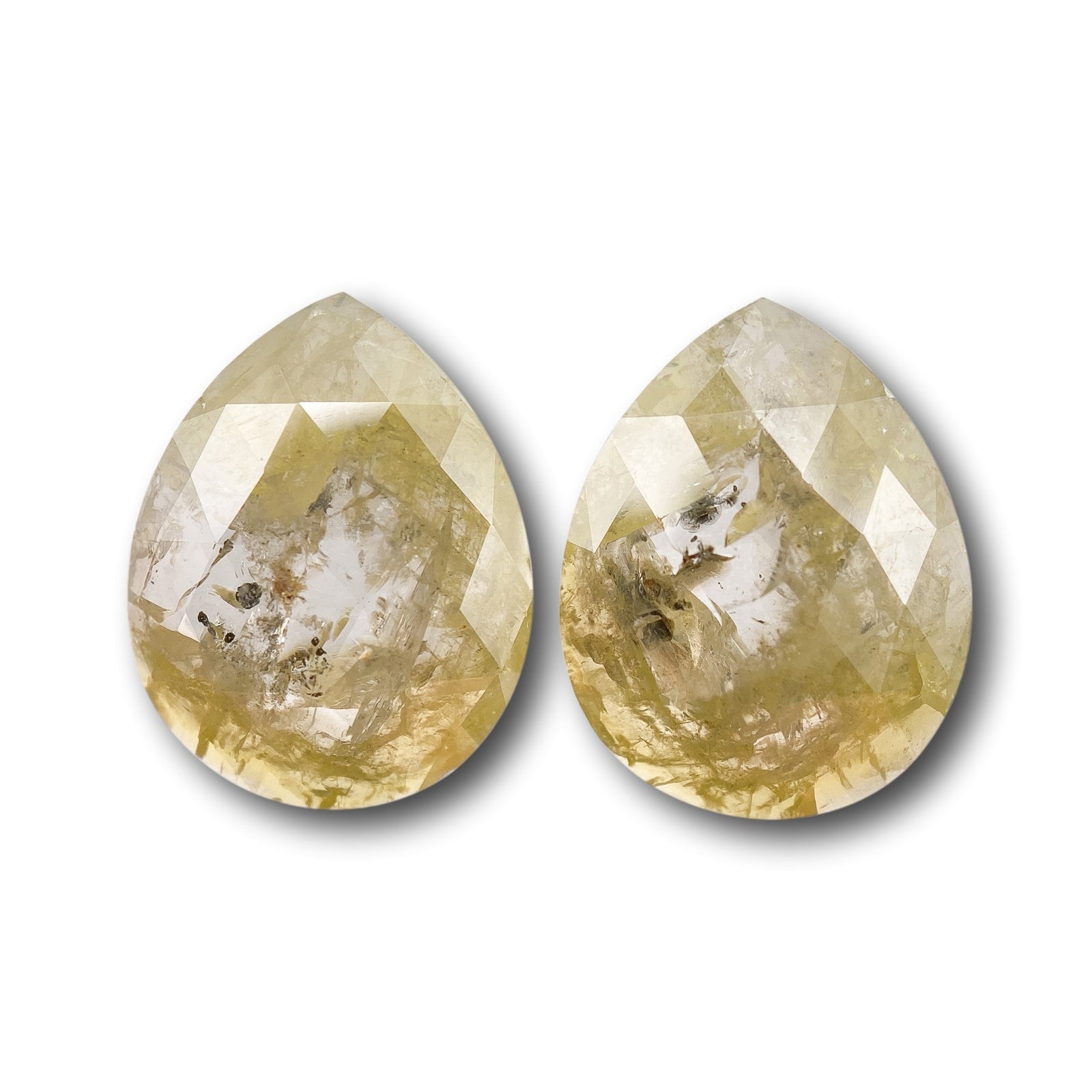 5.54cttw | Salt & Pepper Pear Shape Rose Cut Diamond Matched Pair - Modern Rustic Diamond