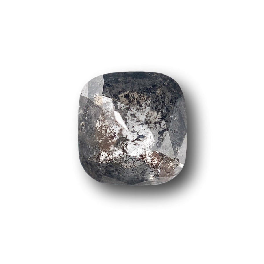 1.26ct | Salt & Pepper Cushion Shape Rose Cut Diamond - Modern Rustic Diamond