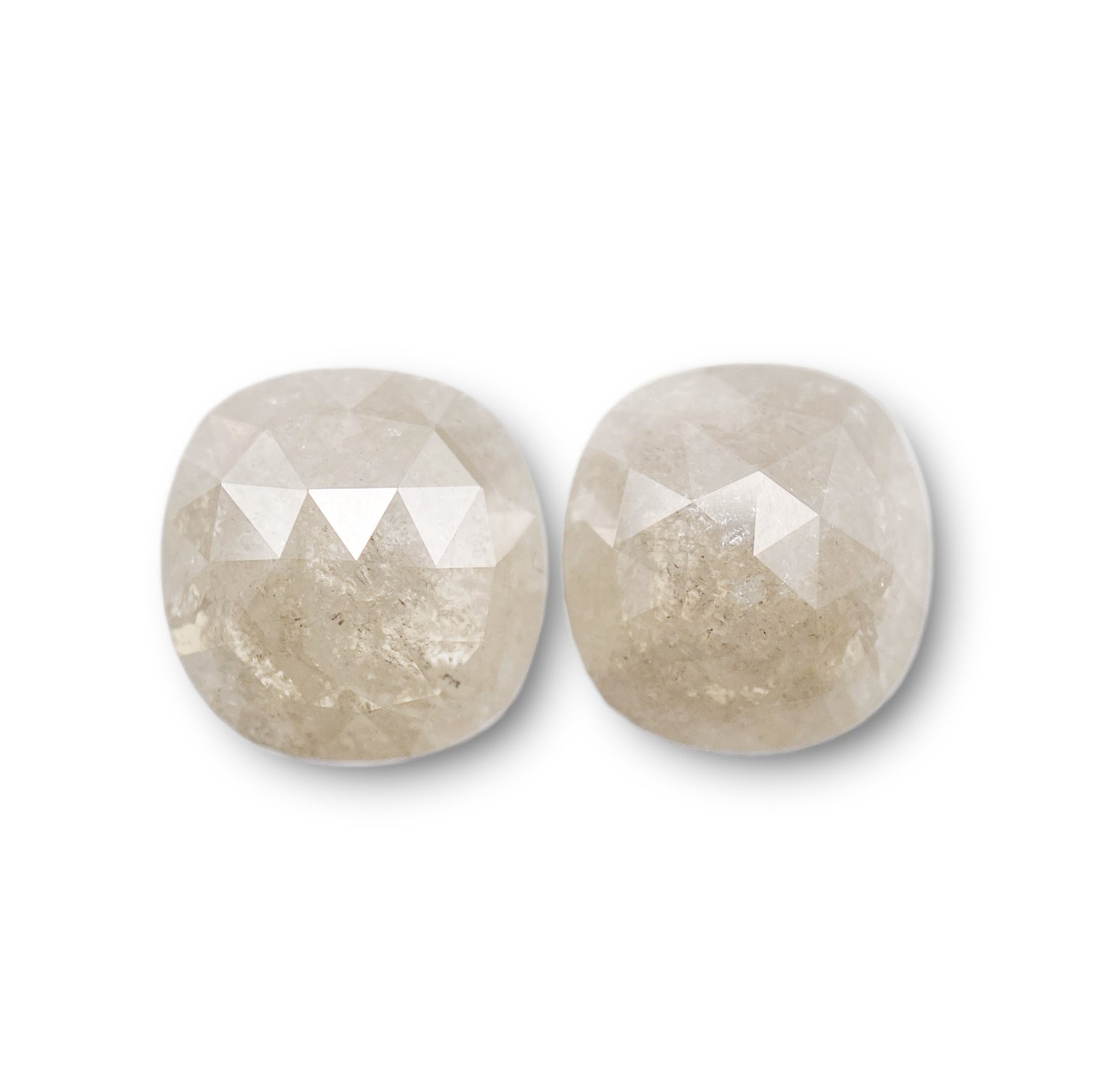 5.52cttw | Rustic  Cushion Shape Rose Cut Diamond Matched Pair - Modern Rustic Diamond