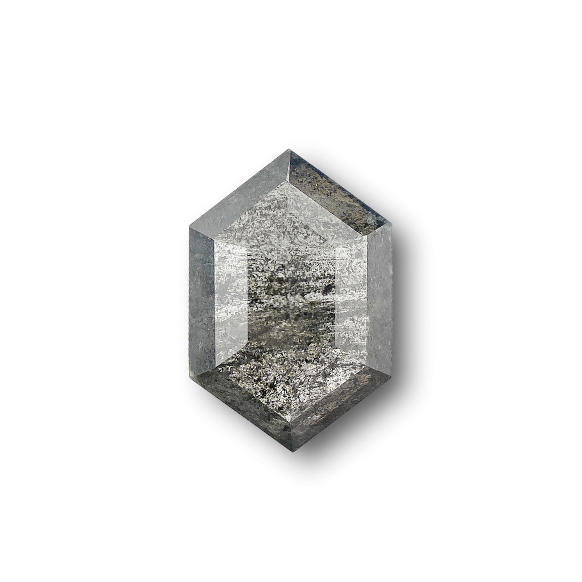 0.59ct | Salt &amp; Pepper Hexagon Shape Step Cut Diamond - Modern Rustic Diamond