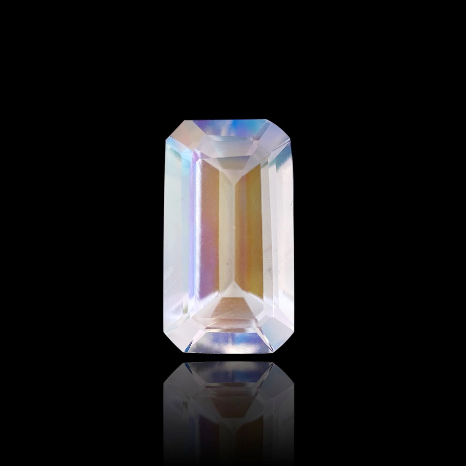 1.54ct |  Emerald Shape Step Cut Moonstone - Modern Rustic Diamond