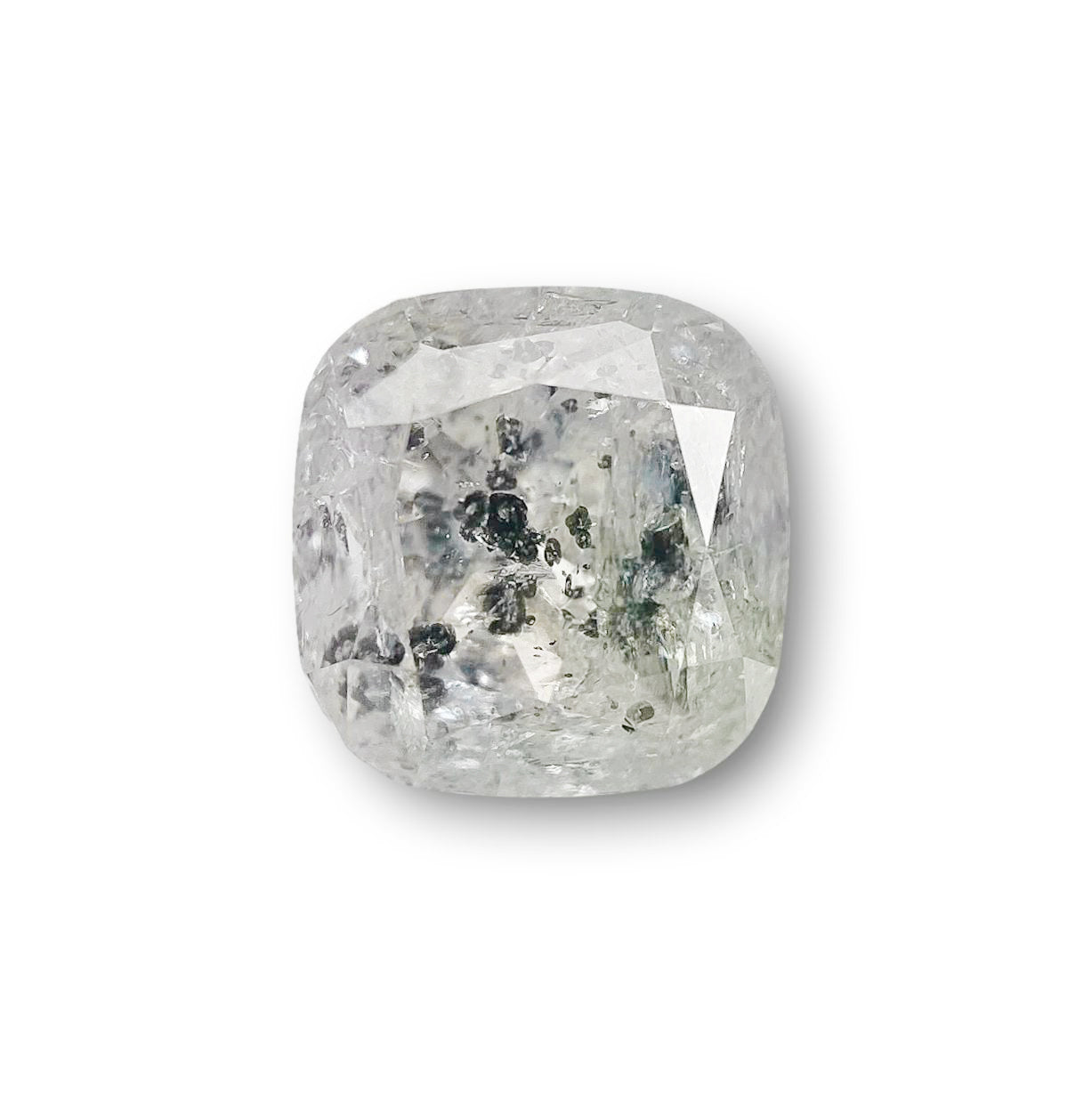 1.61ct | Salt & Pepper Cushion Shape Rose Cut Diamond - Modern Rustic Diamond