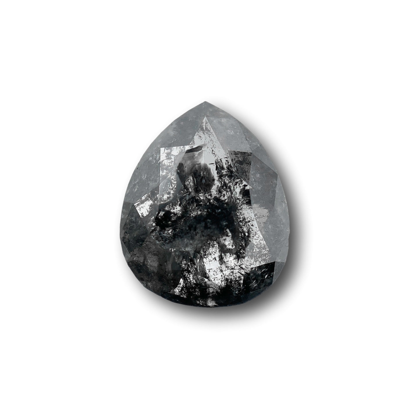 2.44ct | Salt & Pepper Pear Shape Rose Cut Diamond - Modern Rustic Diamond