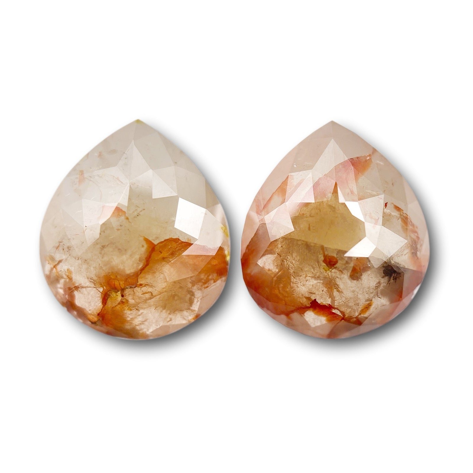 4.72cttw | Salt & Pepper Pear Shape Rose Cut Diamond Matched Pair - Modern Rustic Diamond