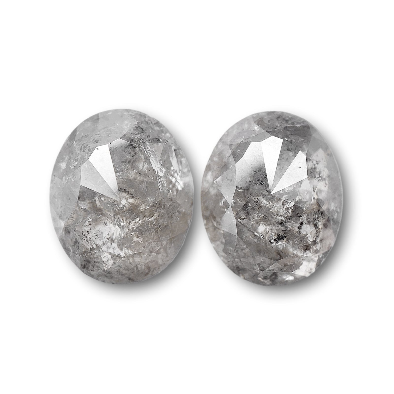 5.06cttw | Rustic Oval Shape Rose Cut Diamond Matched Pair - Modern Rustic Diamond
