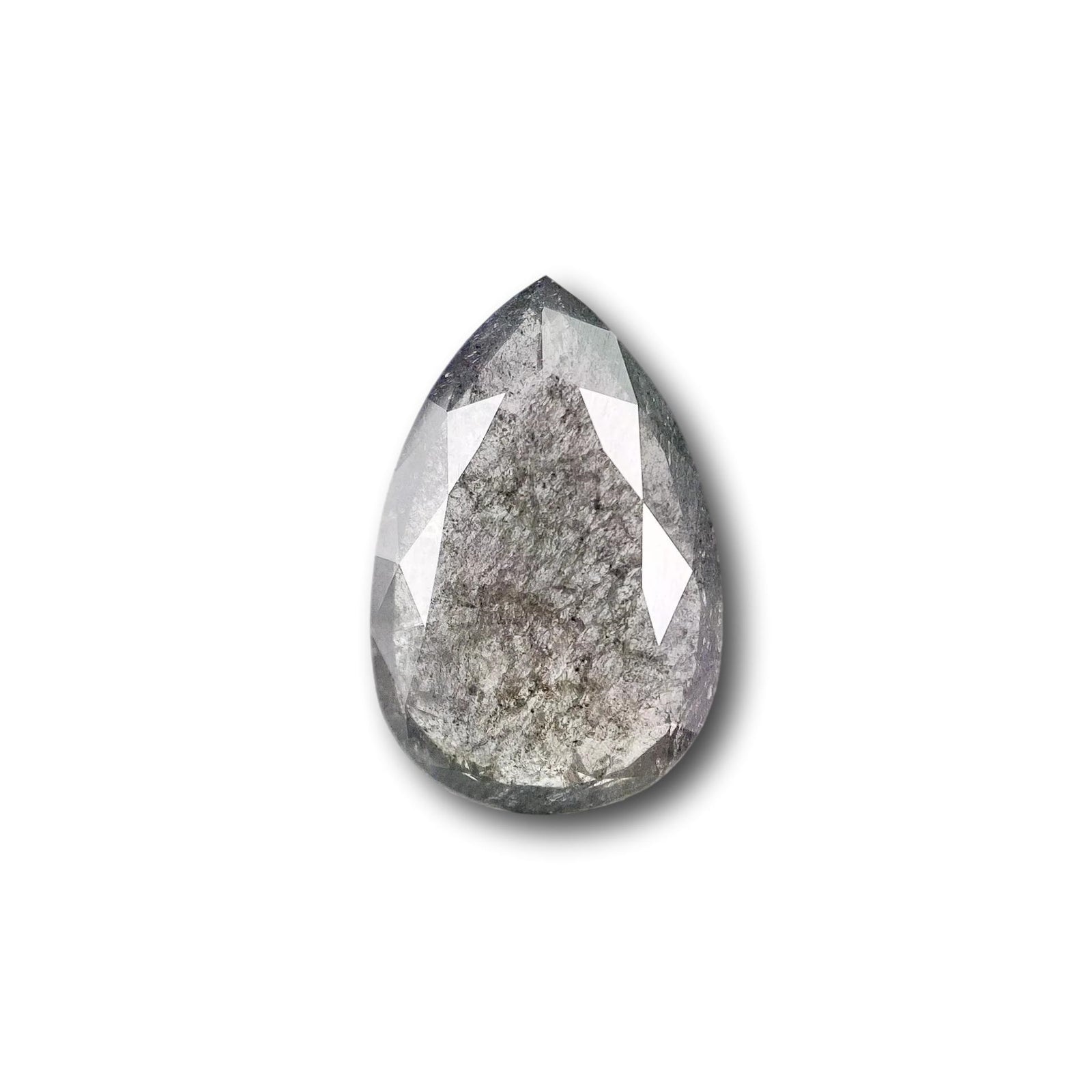 1.34ct | Salt & Pepper Pear Shape Rose Cut Diamond - Modern Rustic Diamond