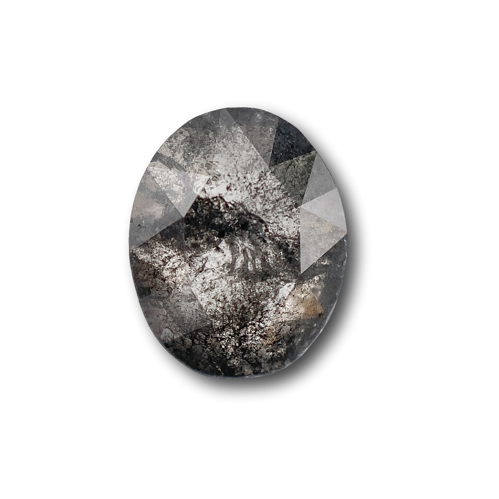 1.11ct | Salt & Pepper Oval Shape Rose Cut Diamond - Modern Rustic Diamond