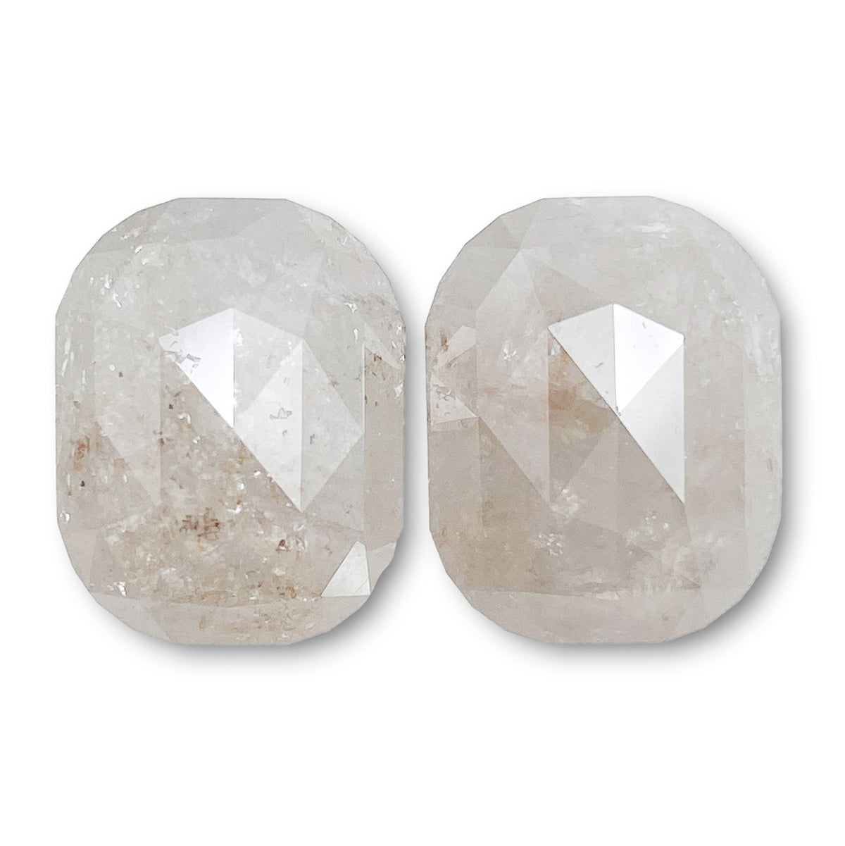 15.44cttw | Salt &amp; Pepper Cushion Shape Brilliant Cut Diamond Matched Pair - Modern Rustic Diamond