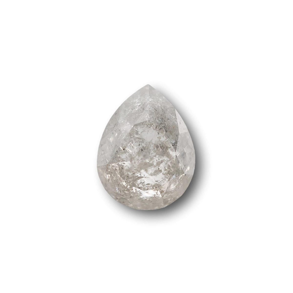 1.92ct | Salt &amp; Pepper Pear Shape Rose Cut Diamond - Modern Rustic Diamond