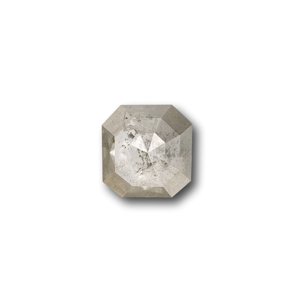 0.99ct | Salt &amp; Pepper Emerald Shape Rose Cut Diamond - Modern Rustic Diamond