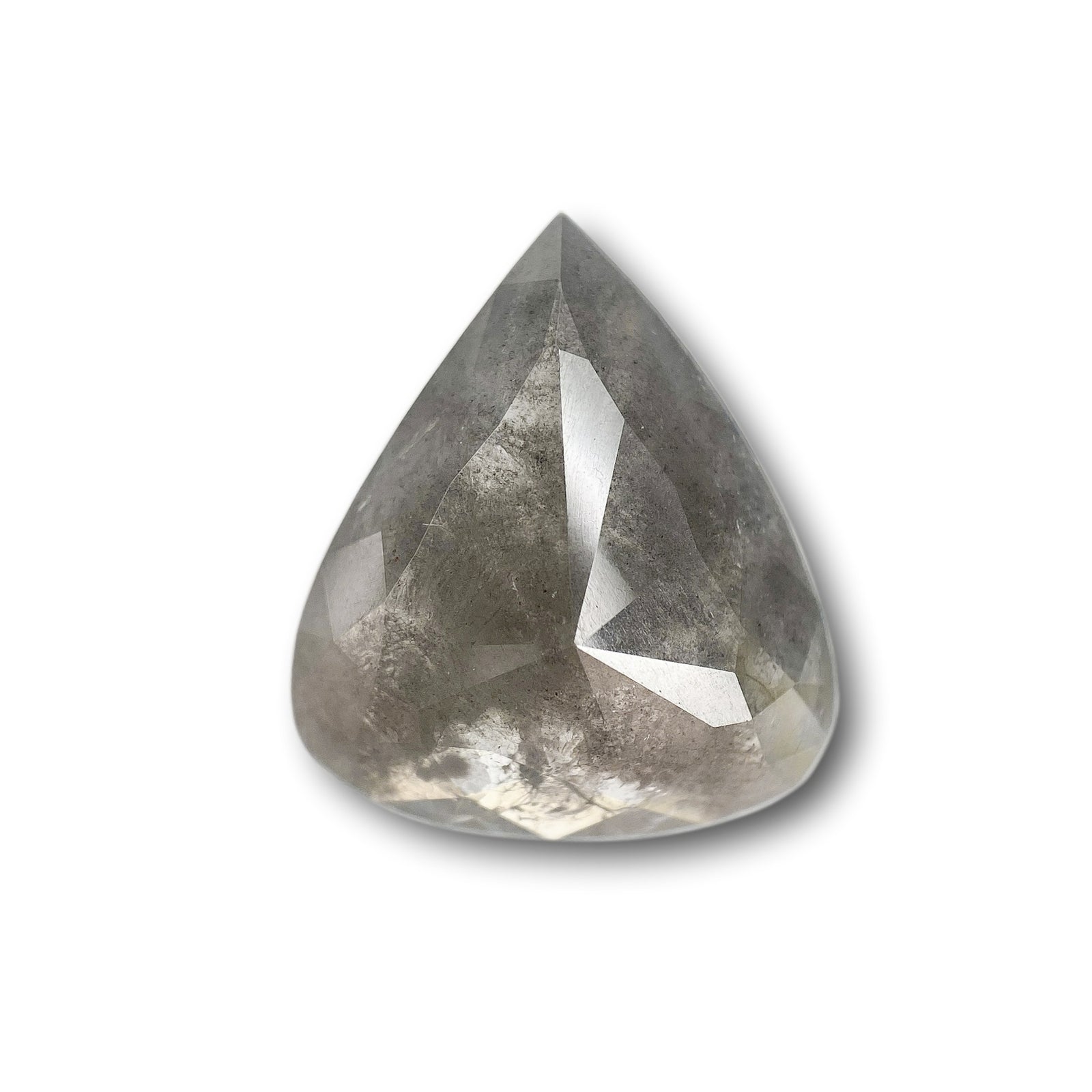 4.71ct | Salt & Pepper Pear Shape Rose Cut Diamond - Modern Rustic Diamond