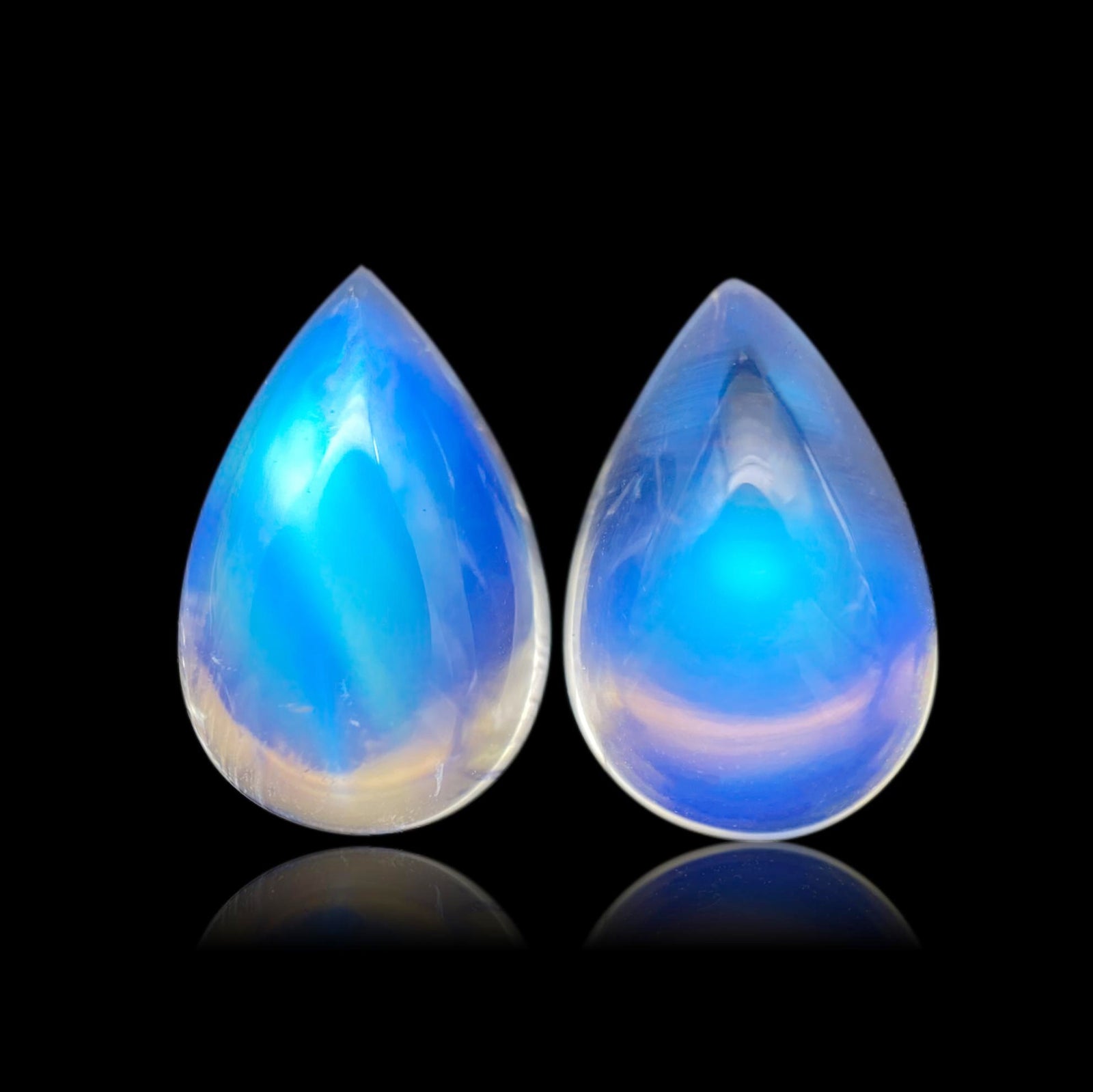 5.27cttw | Blue Pear Shape  Diamond Matched Pair - Modern Rustic Diamond