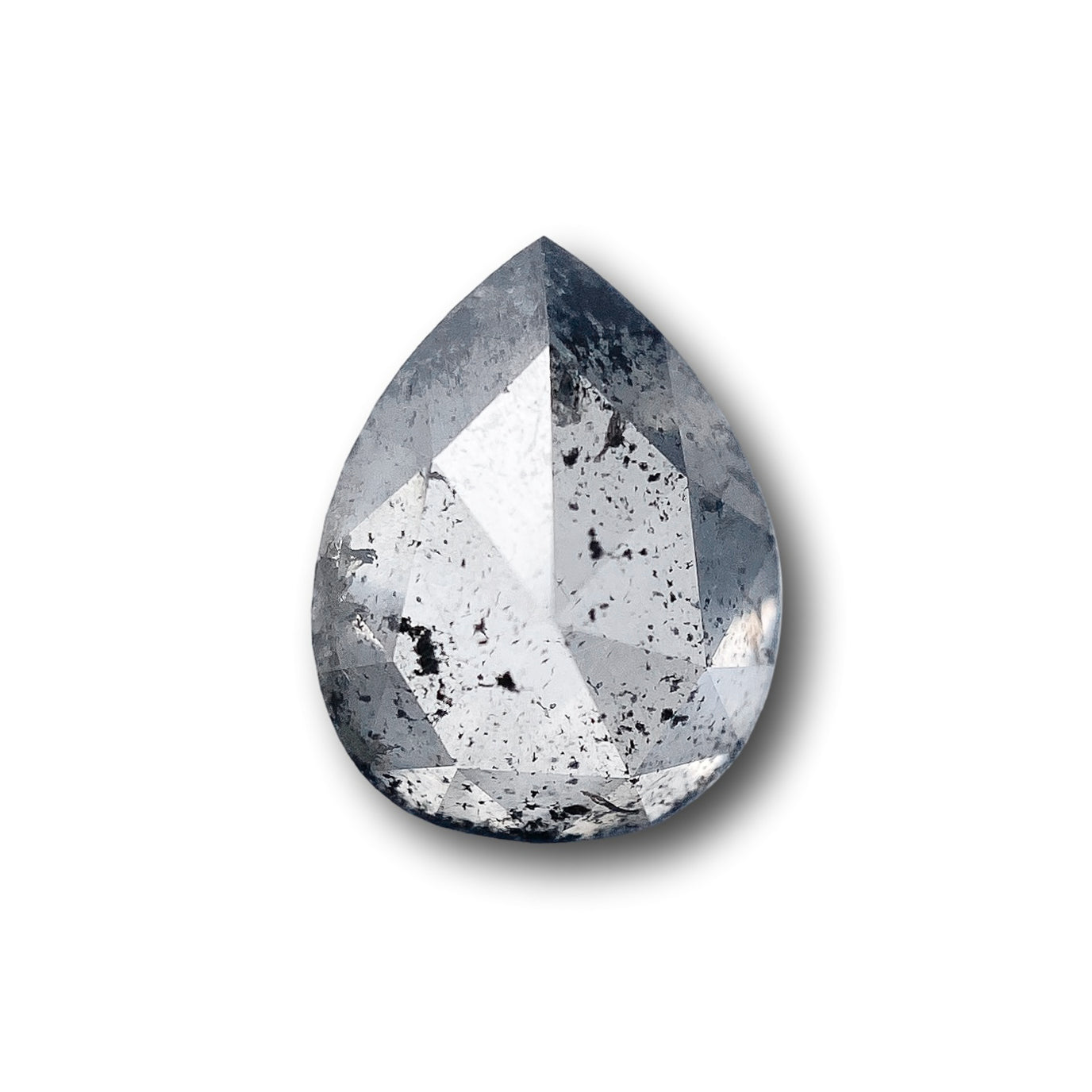 1.36ct | Salt & Pepper Pear Shape Rose Cut Diamond - Modern Rustic Diamond