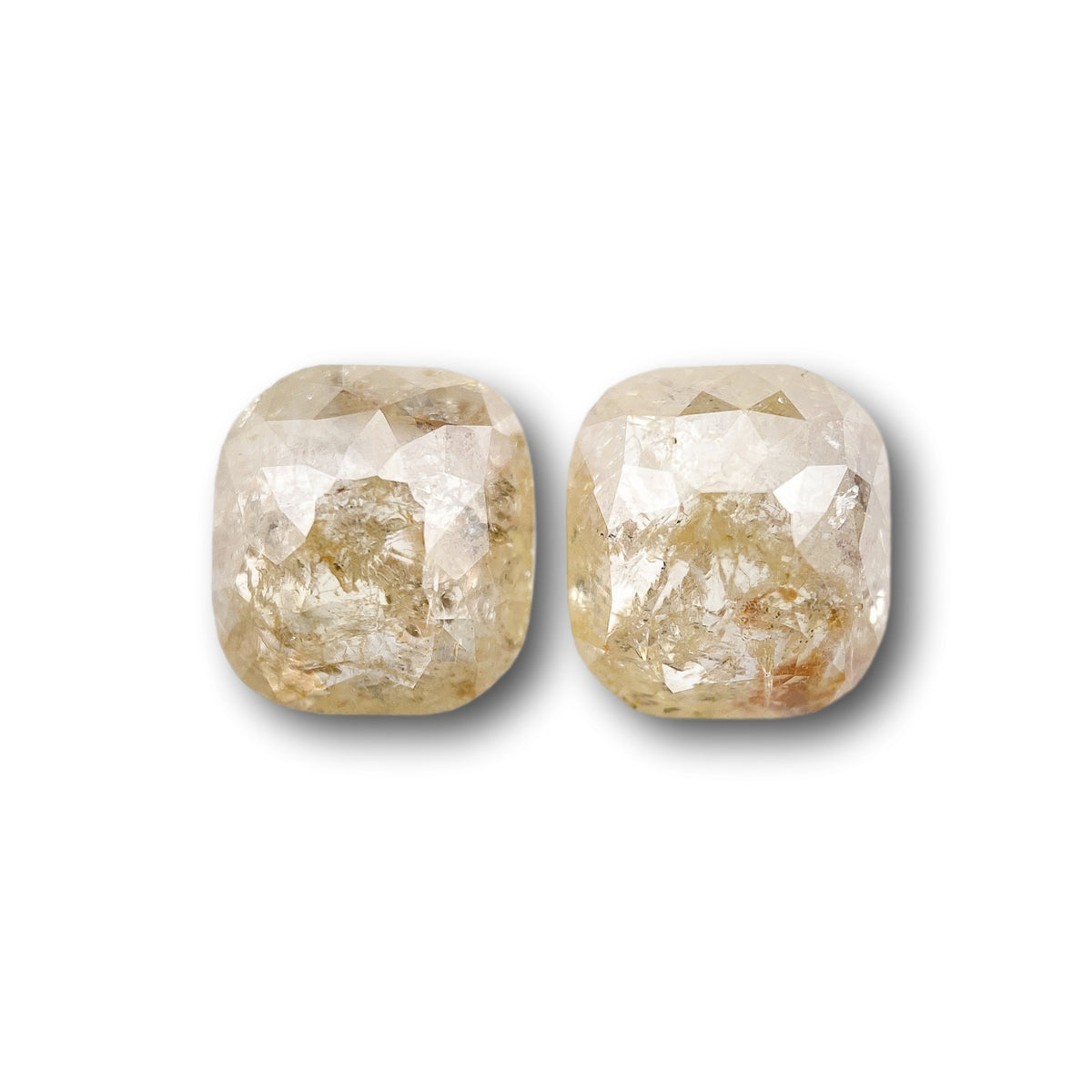 1.92cttw | Salt &amp; Pepper Cushion Shape Rose Cut Diamond Matched Pair - Modern Rustic Diamond