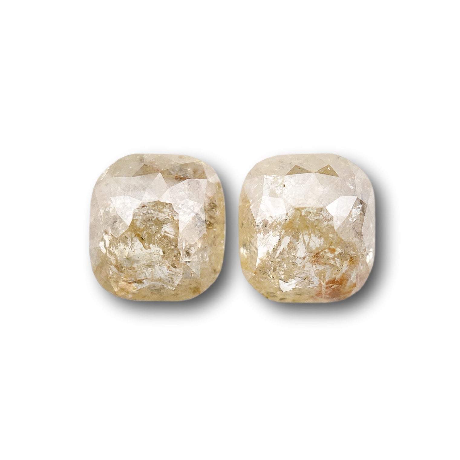 1.92cttw | Salt & Pepper Cushion Shape Rose Cut Diamond Matched Pair - Modern Rustic Diamond