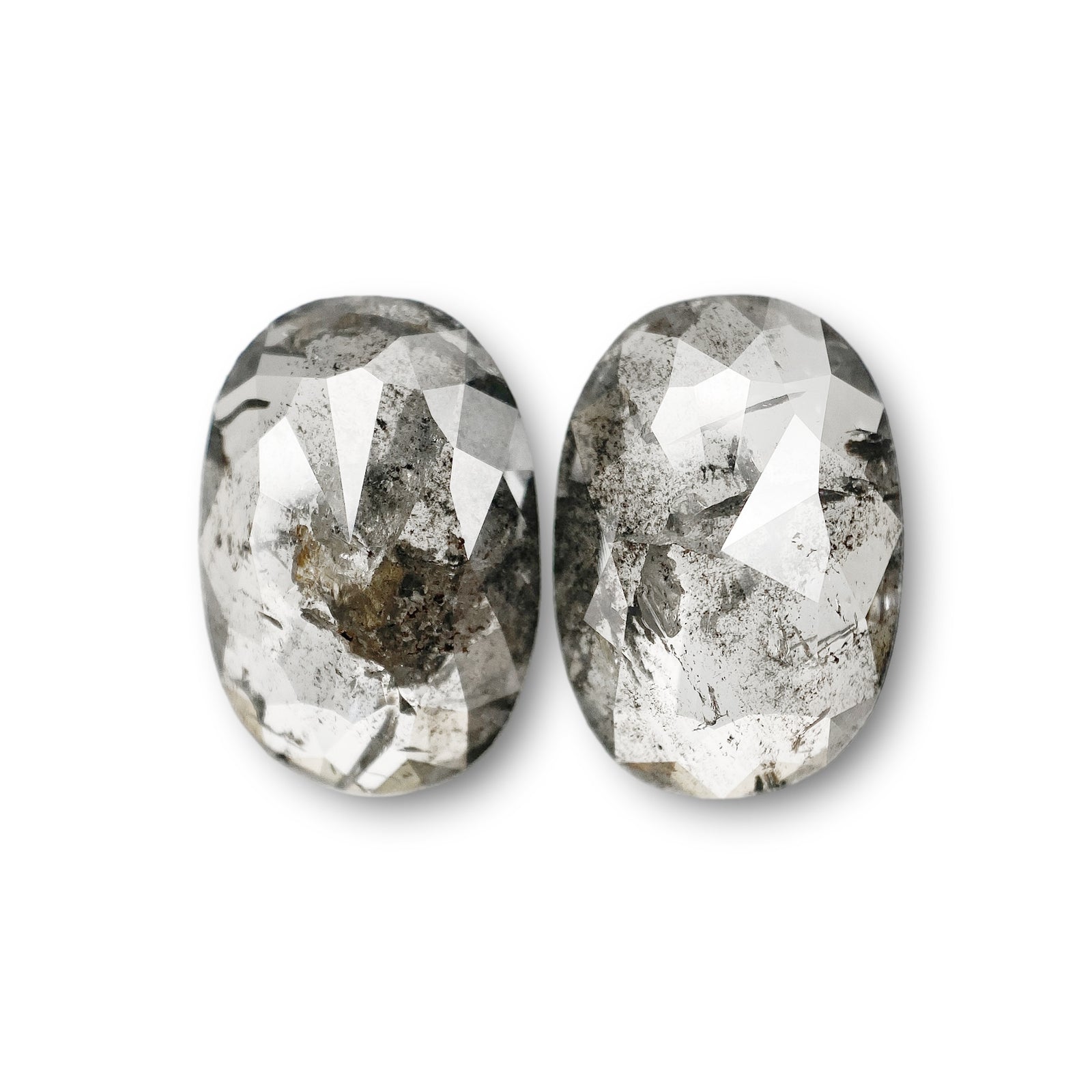 6.49cttw | Rustic Oval Shape Rose Cut Diamond Matched Pair - Modern Rustic Diamond