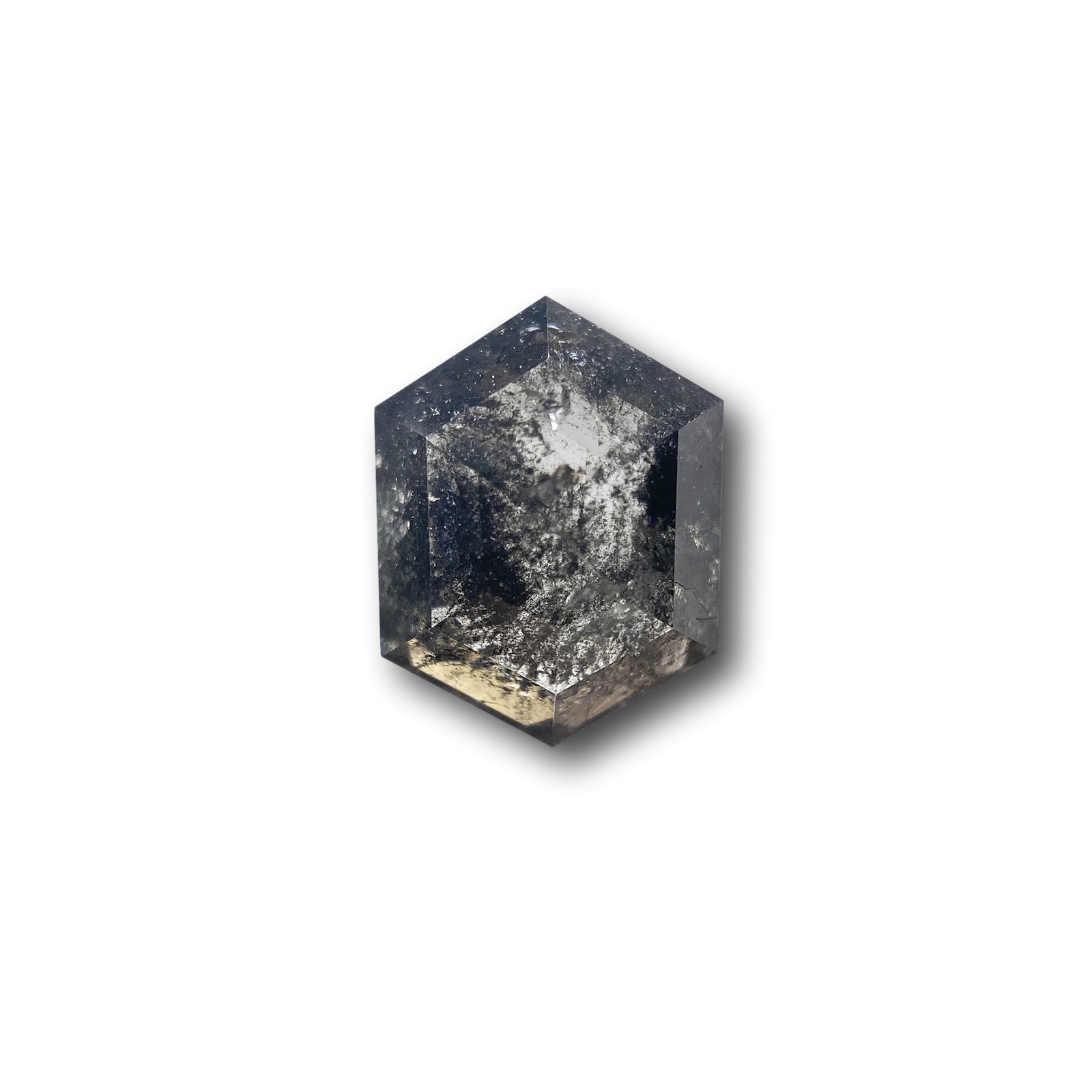 2.13ct | Salt & Pepper Hexagon Shape Rose Cut Diamond - Modern Rustic Diamond
