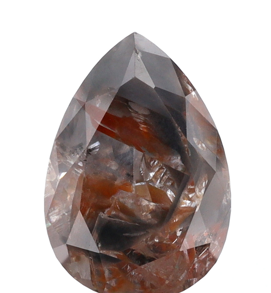 3.50ct | Rustic Grayish Red Pear Shape Brilliant Cut Diamond - Modern Rustic Diamond