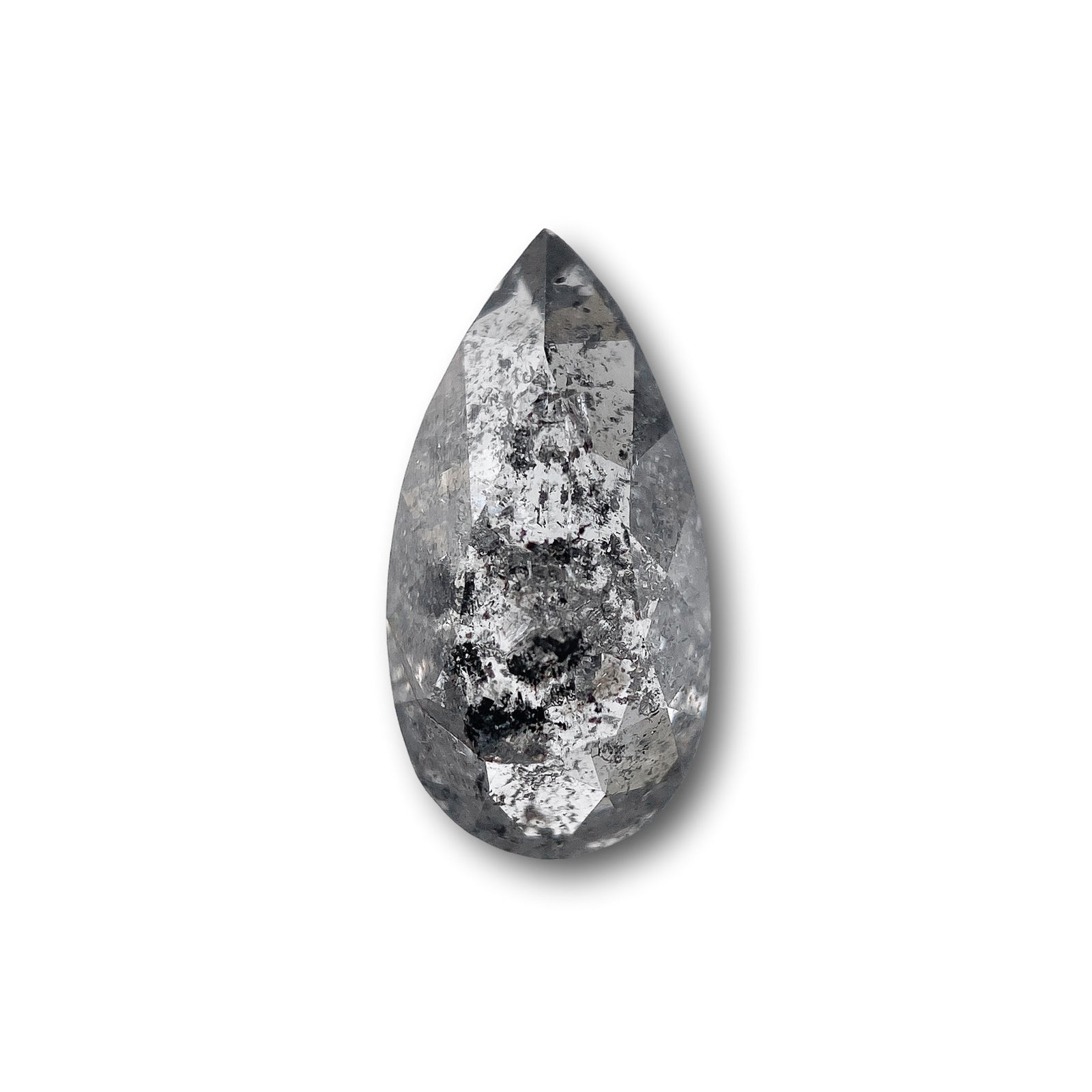 1.19ct | Salt & Pepper Pear Shape Rose Cut Diamond - Modern Rustic Diamond