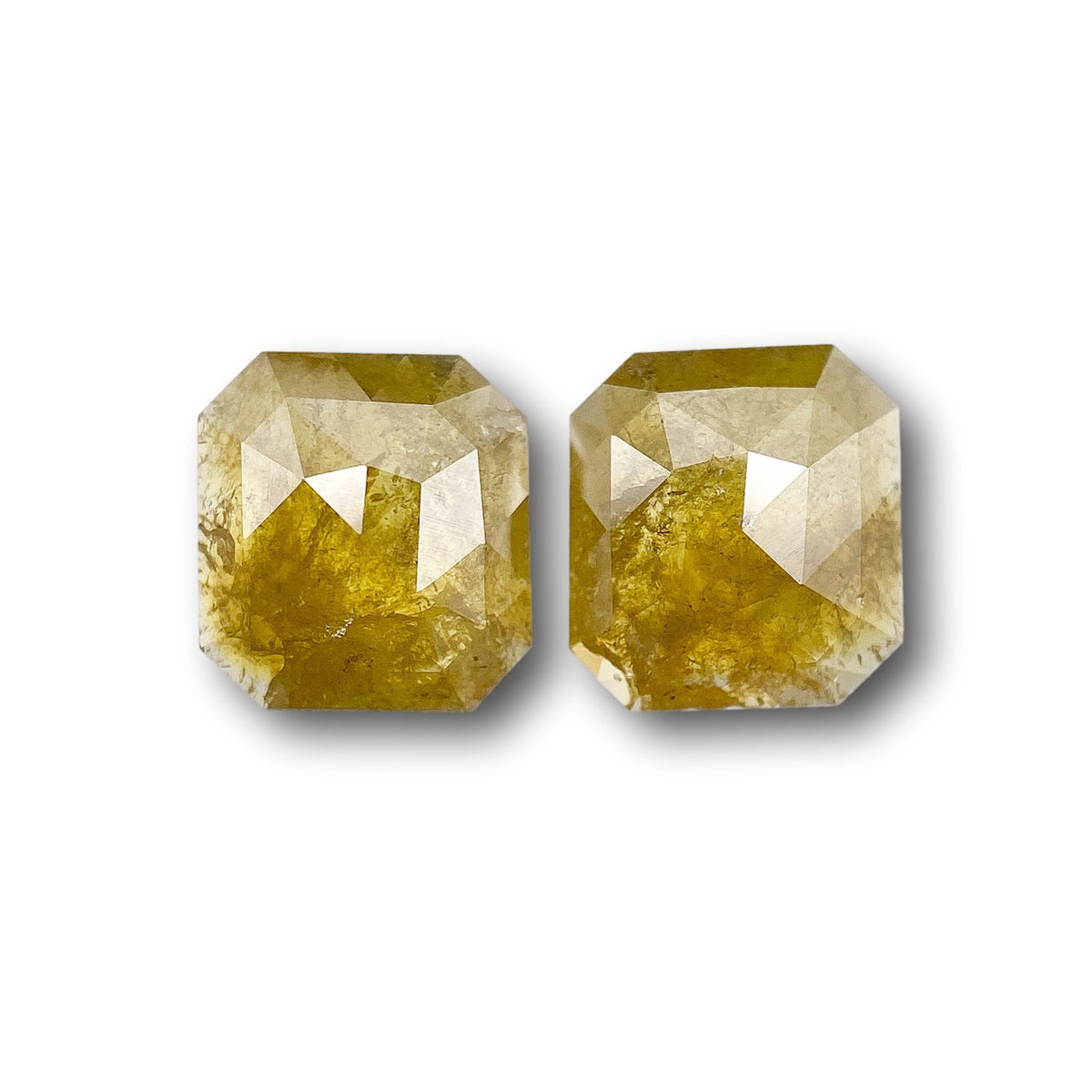 1.27cttw | Salt &amp; Pepper Asscher Shape Step Cut Diamond Matched Pair - Modern Rustic Diamond