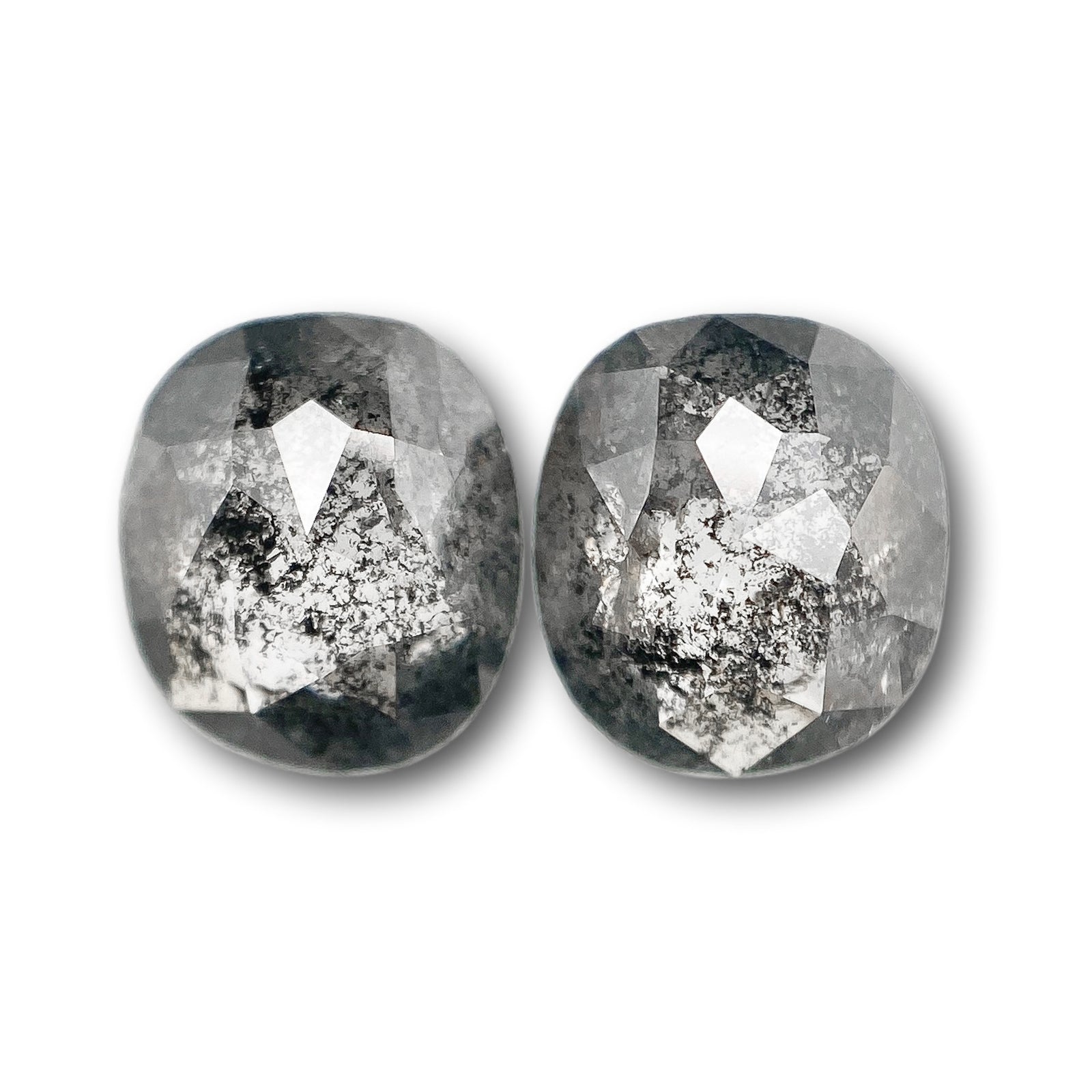 2.48cttw | Rustic Cushion Shape Rose Cut Diamond Matched Pair - Modern Rustic Diamond