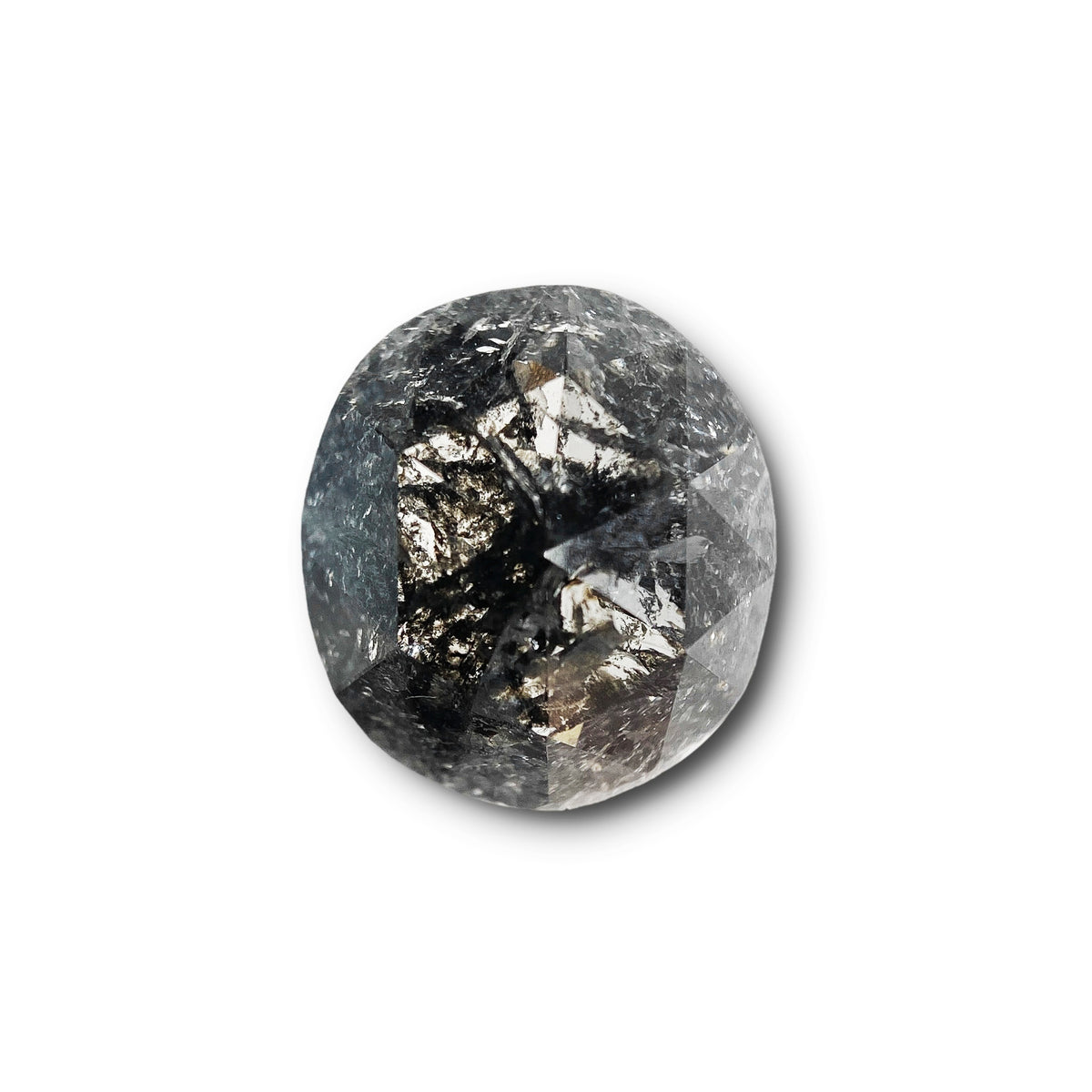 2.38ct | Salt &amp; Pepper Oval Shape Rose Cut Diamond - Modern Rustic Diamond