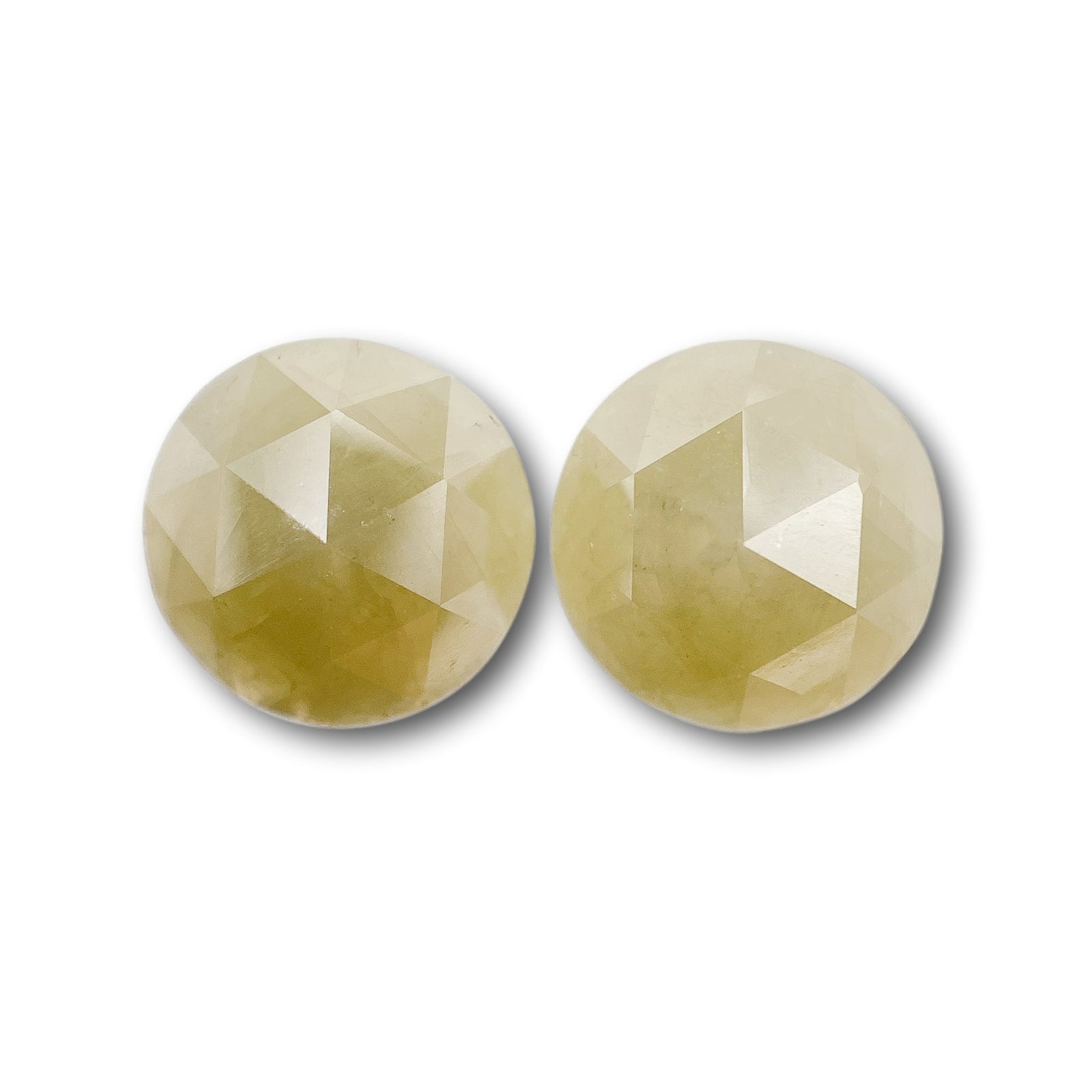 3.45cttw | Rustic  Round Shape Rose Cut Diamond Matched Pair - Modern Rustic Diamond