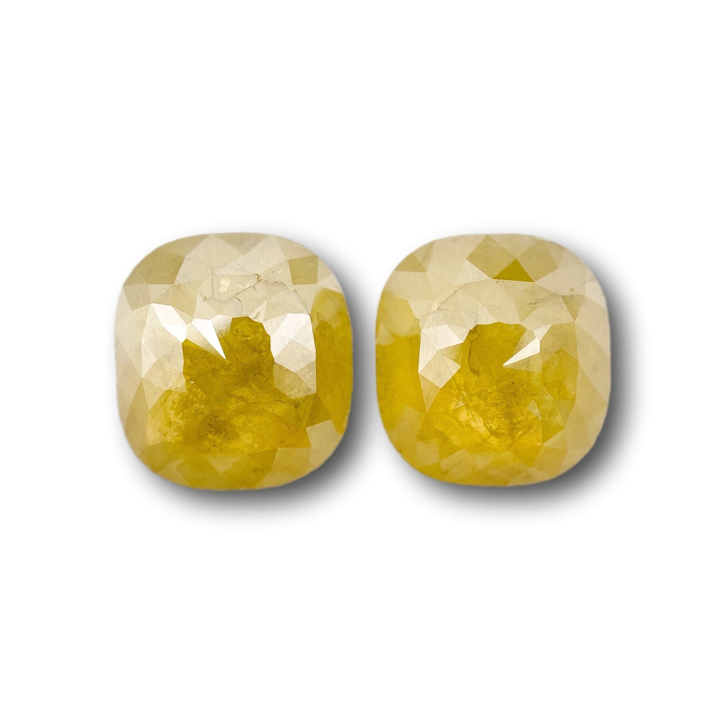 3.47cttw | Salt & Pepper Cushion Shape Rose Cut Diamond Matched Pair - Modern Rustic Diamond