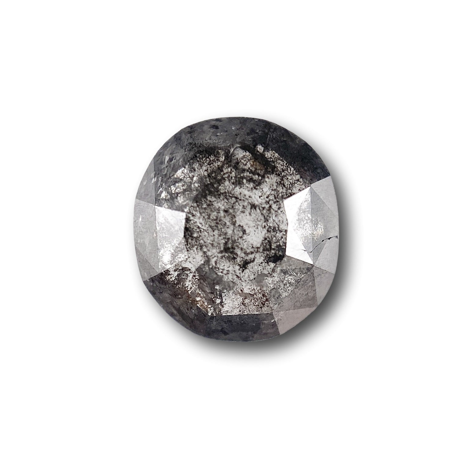 1.09ct | Salt & Pepper Cushion Shape Rose Cut Diamond - Modern Rustic Diamond