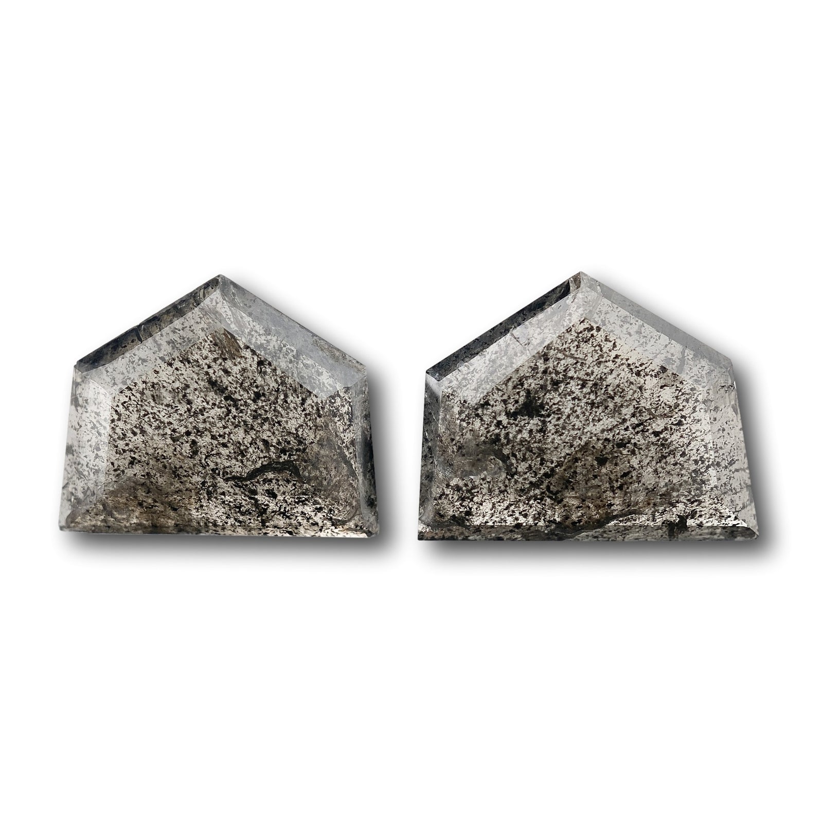 2.80cttw | Rustic  Shield Shape Rose Cut Diamond Matched Pair - Modern Rustic Diamond