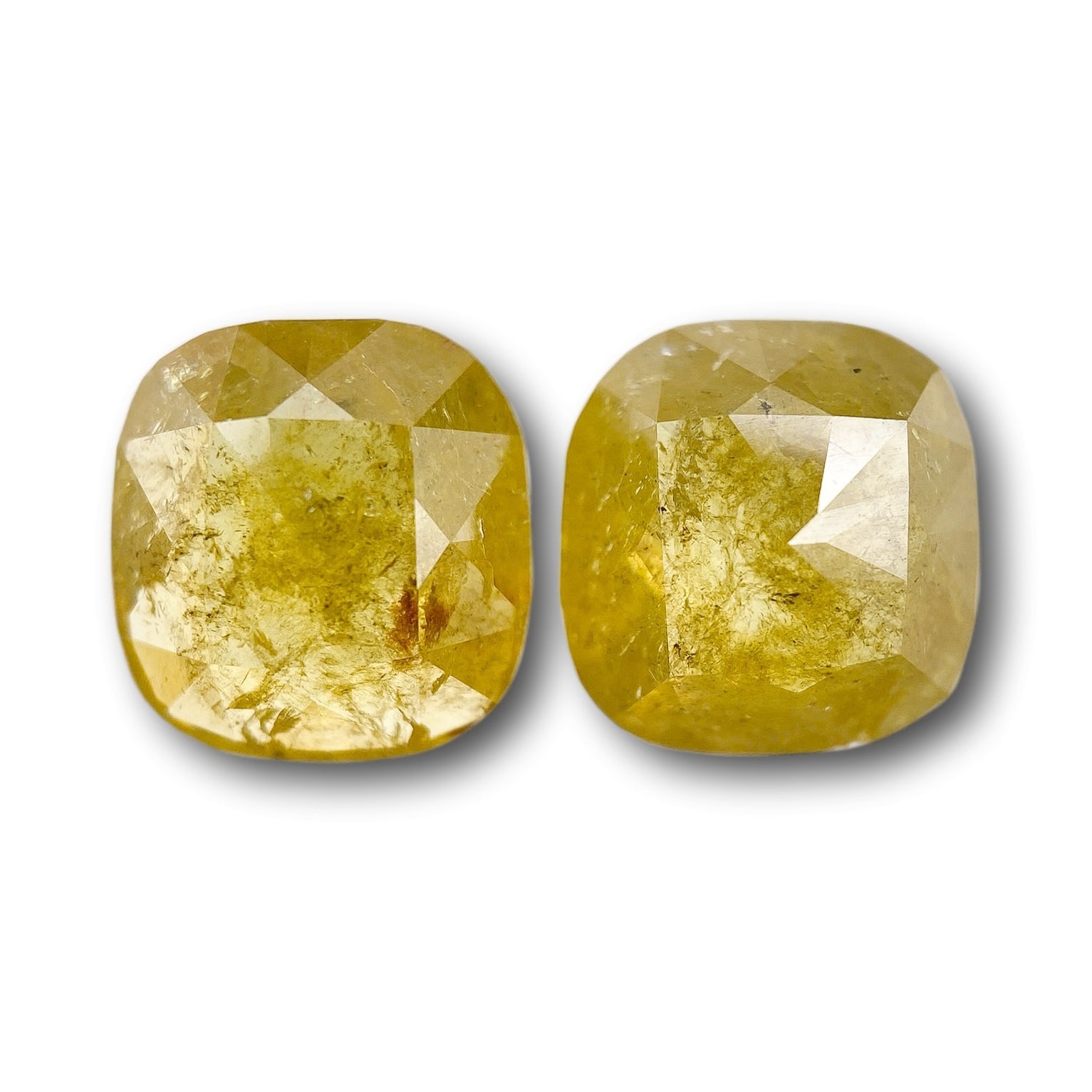 3.43cttw | Salt & Pepper Cushion Shape Rose Cut Diamond Matched Pair - Modern Rustic Diamond