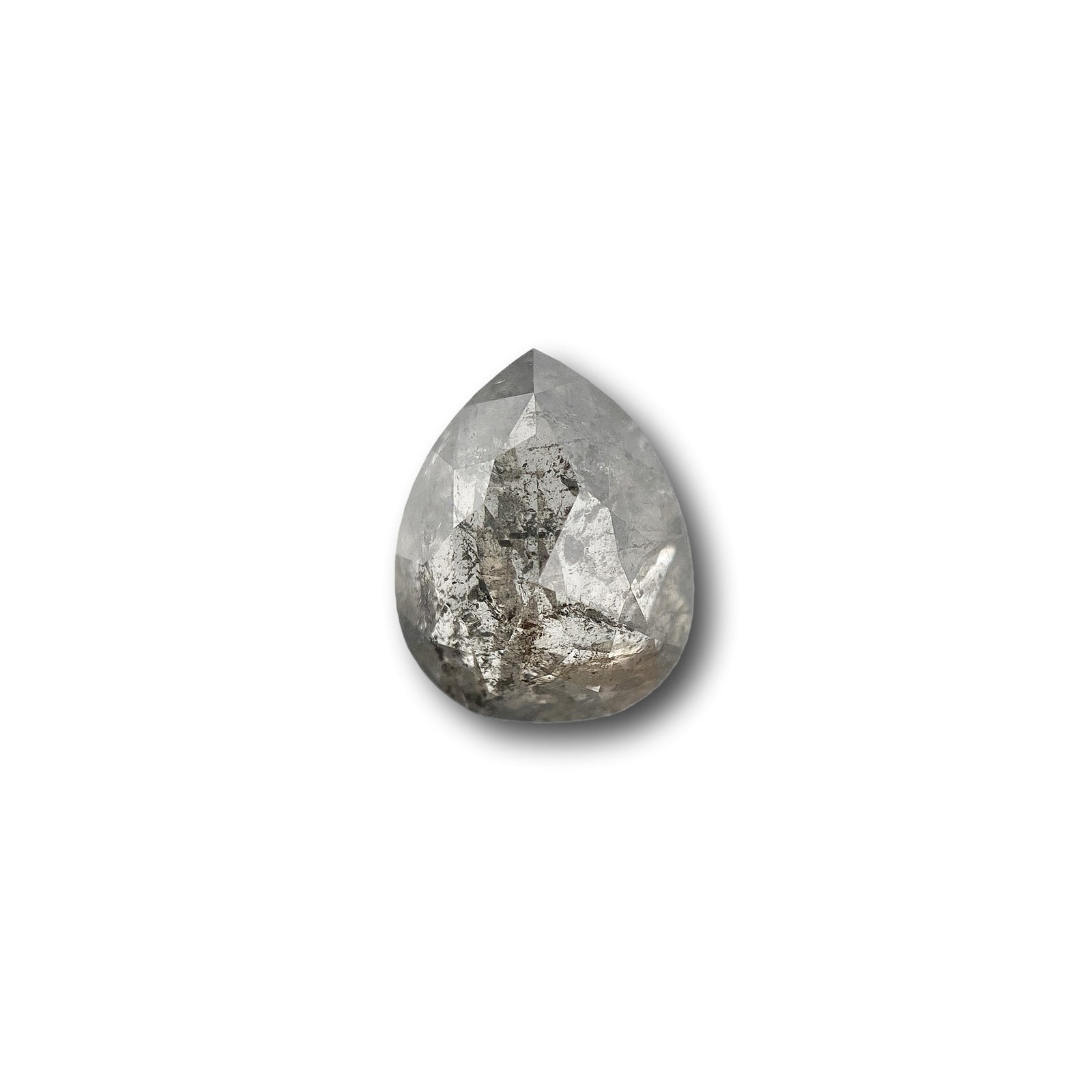 1.59ct | Salt & Pepper Pear Shape Rose Cut Diamond - Modern Rustic Diamond