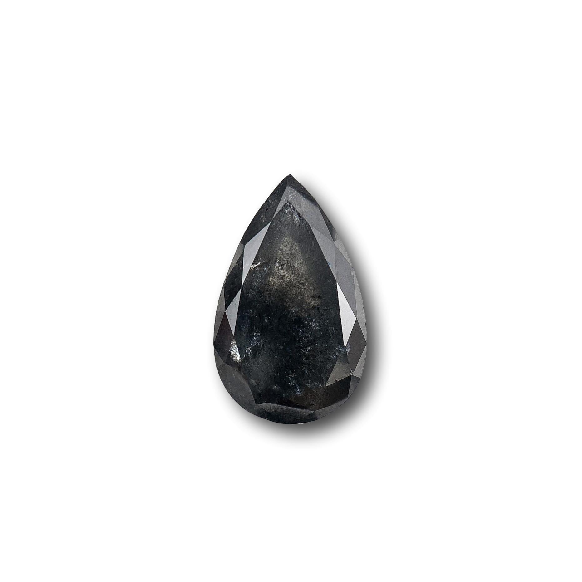 0.81ct | Salt & Pepper Pear Shape Brilliant Cut Diamond - Modern Rustic Diamond